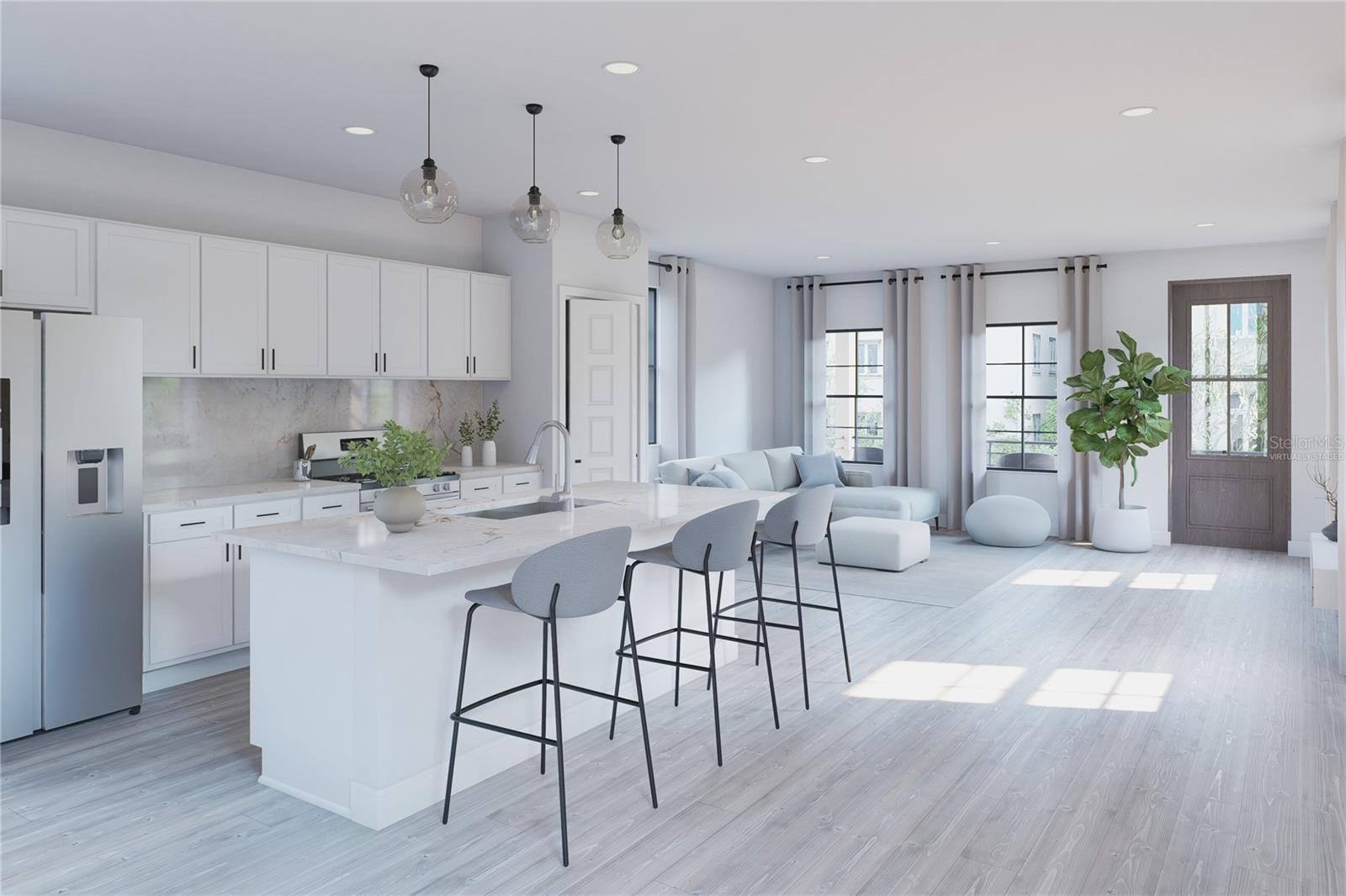 Second-Floor Open Living Area “Artist Rendering — Proposed Construction.” “Virtually Staged.”
