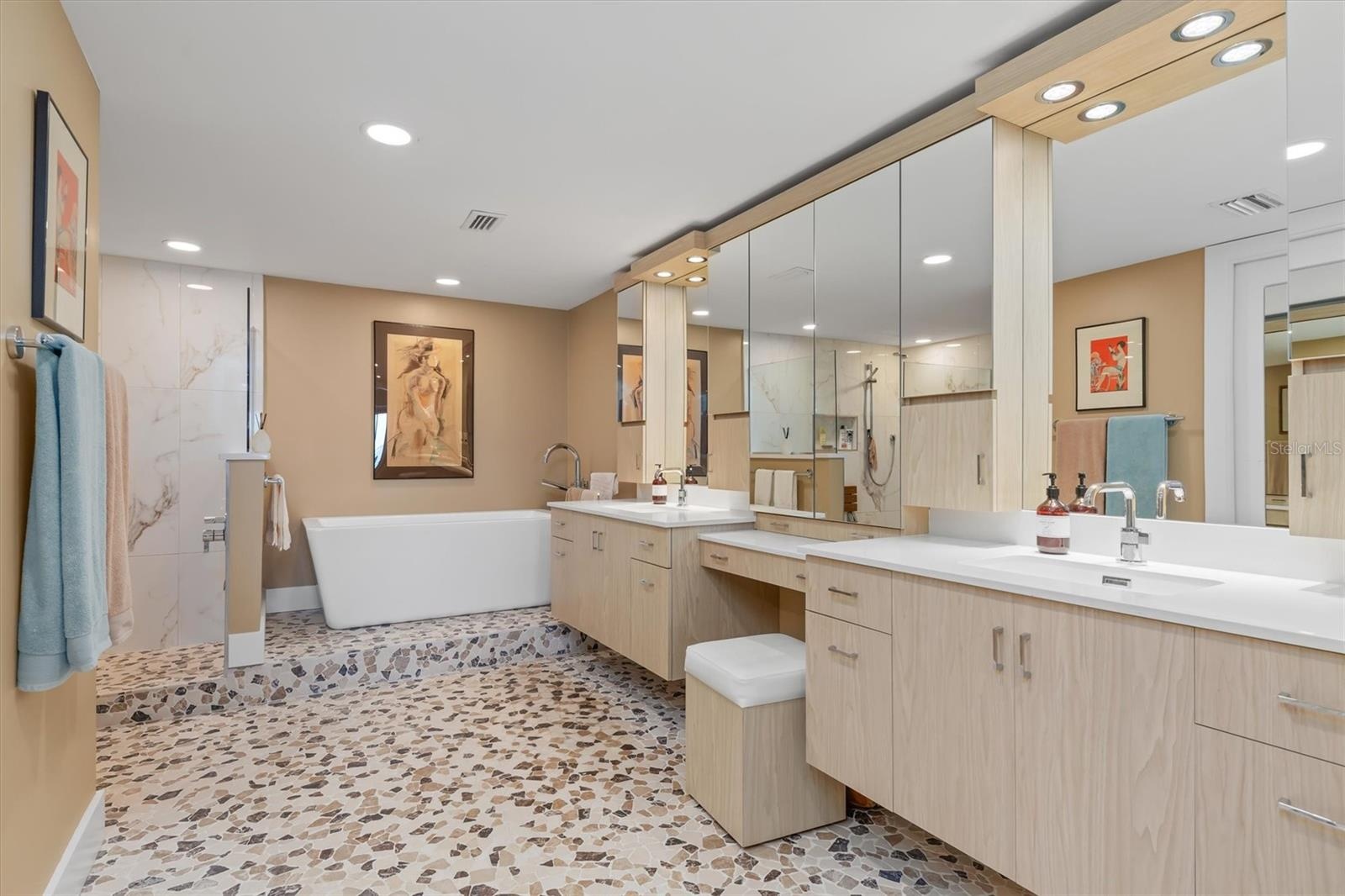 Custom designed & built double sinks, vanities
