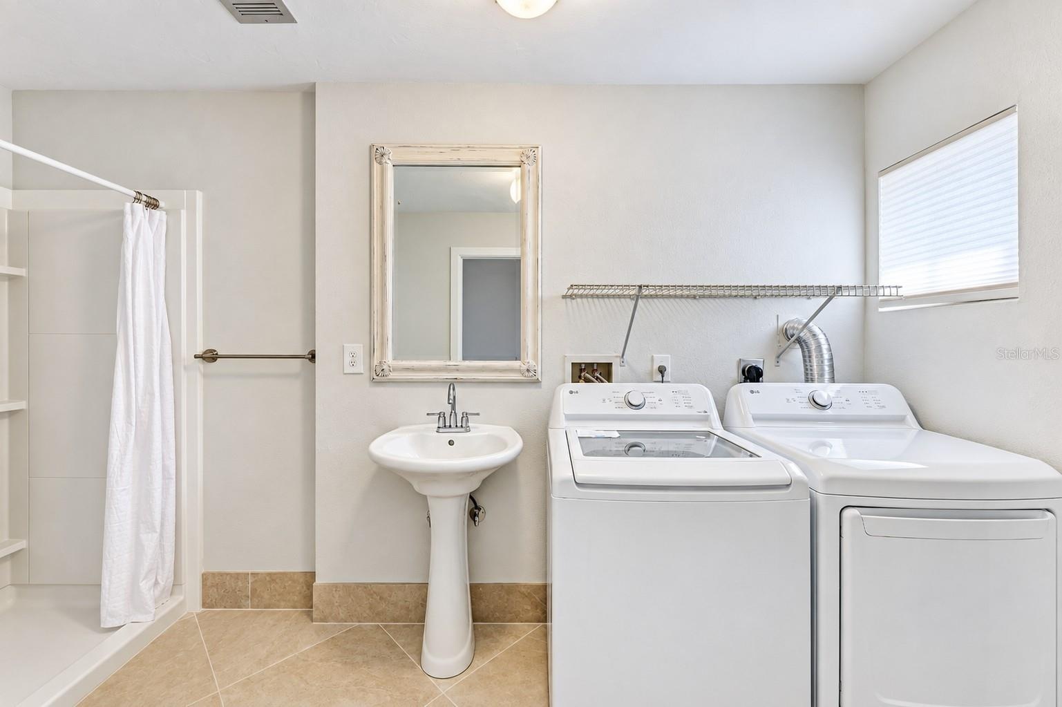 laundry and shower on the lower level