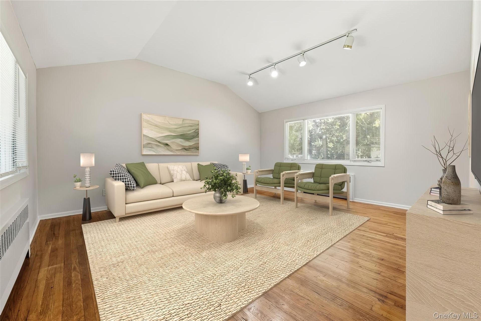 Vaulted ceilings give the living room room to breathe