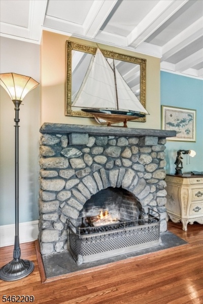 Fieldstone fireplace