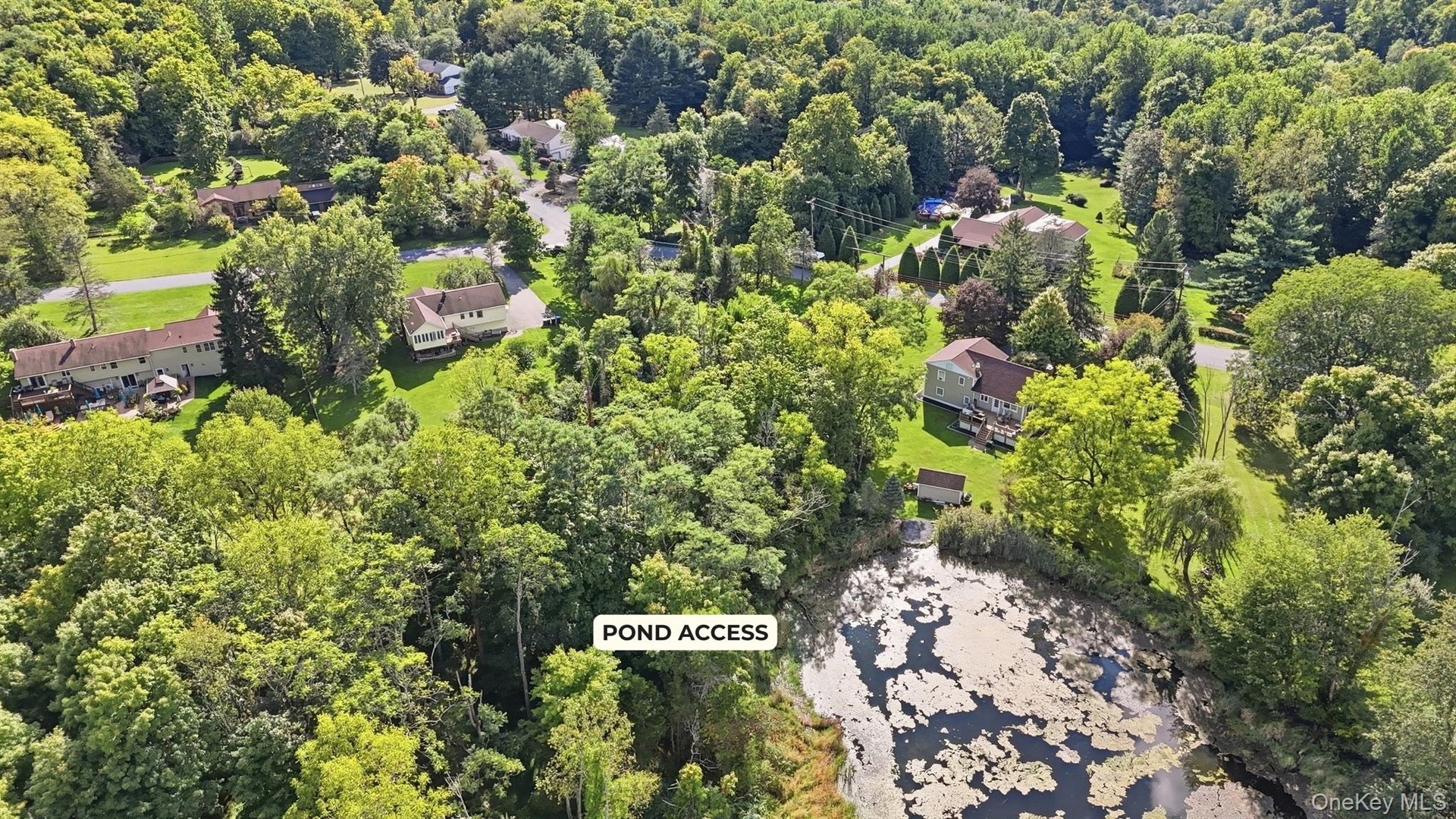 Pond access in the back corner of the lot.