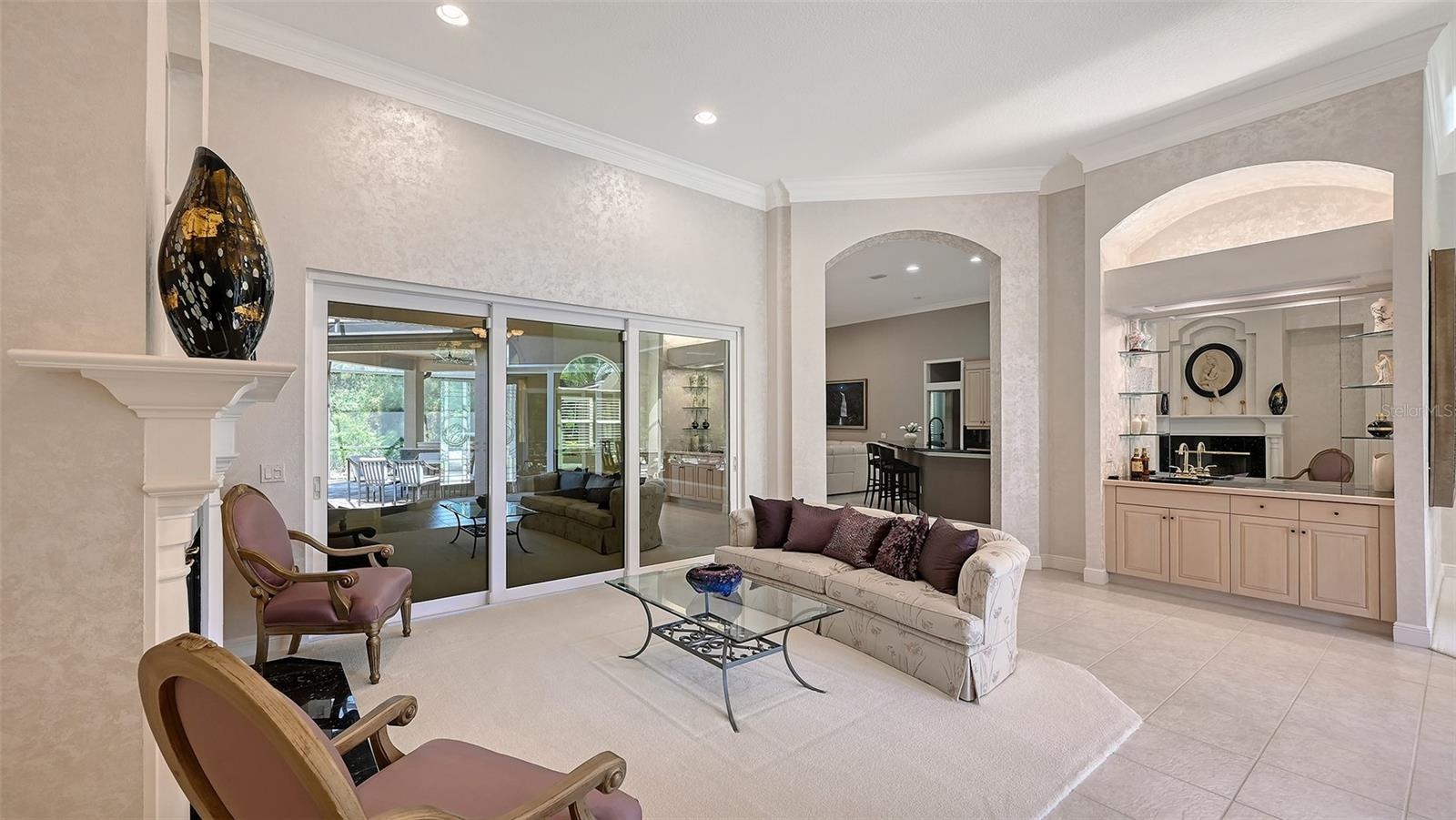 Separate Living Room with wet bar.