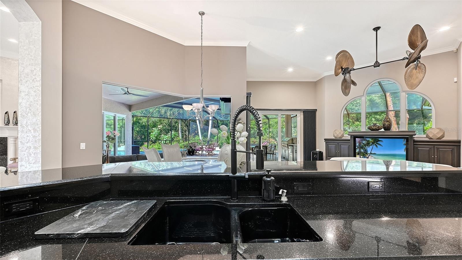 Kitchen counter-top with sink.