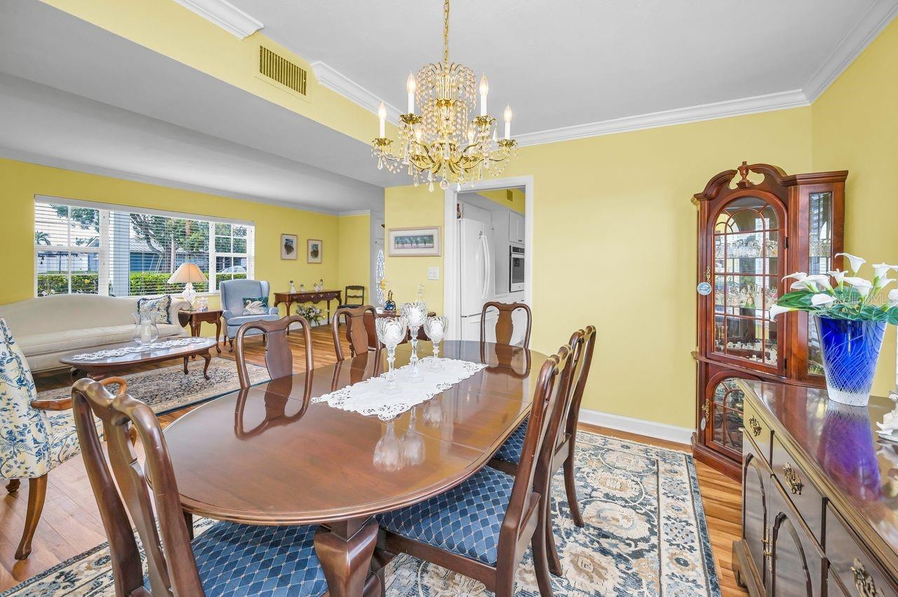 Dining and living space in open concept