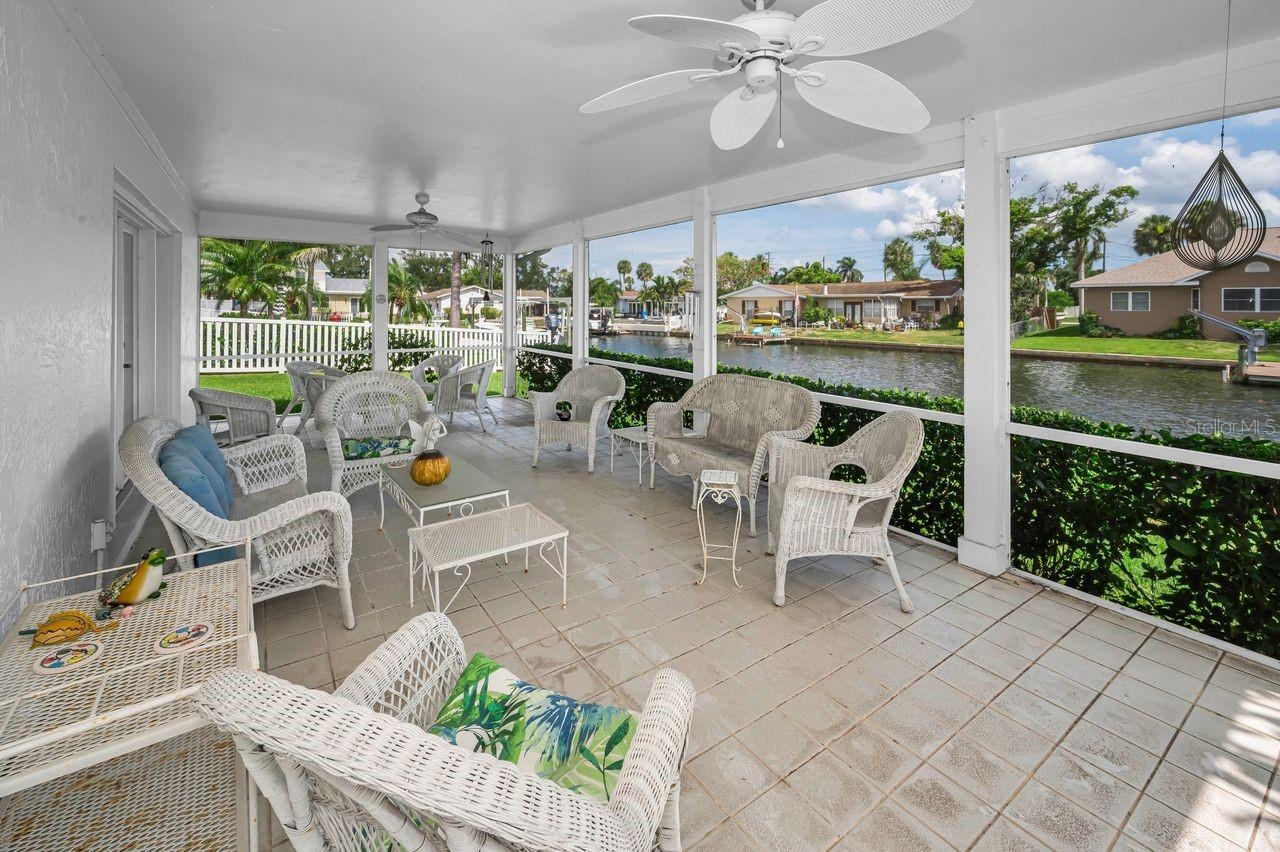 Large lanai overlooking the water