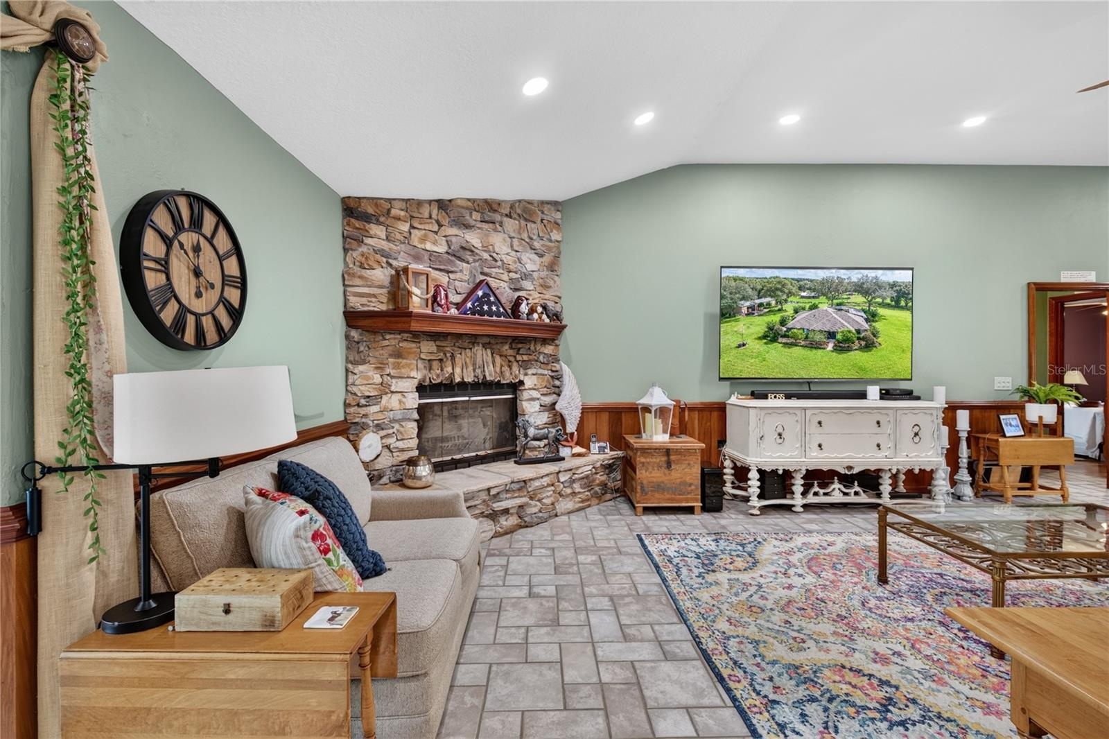 living room / fire place