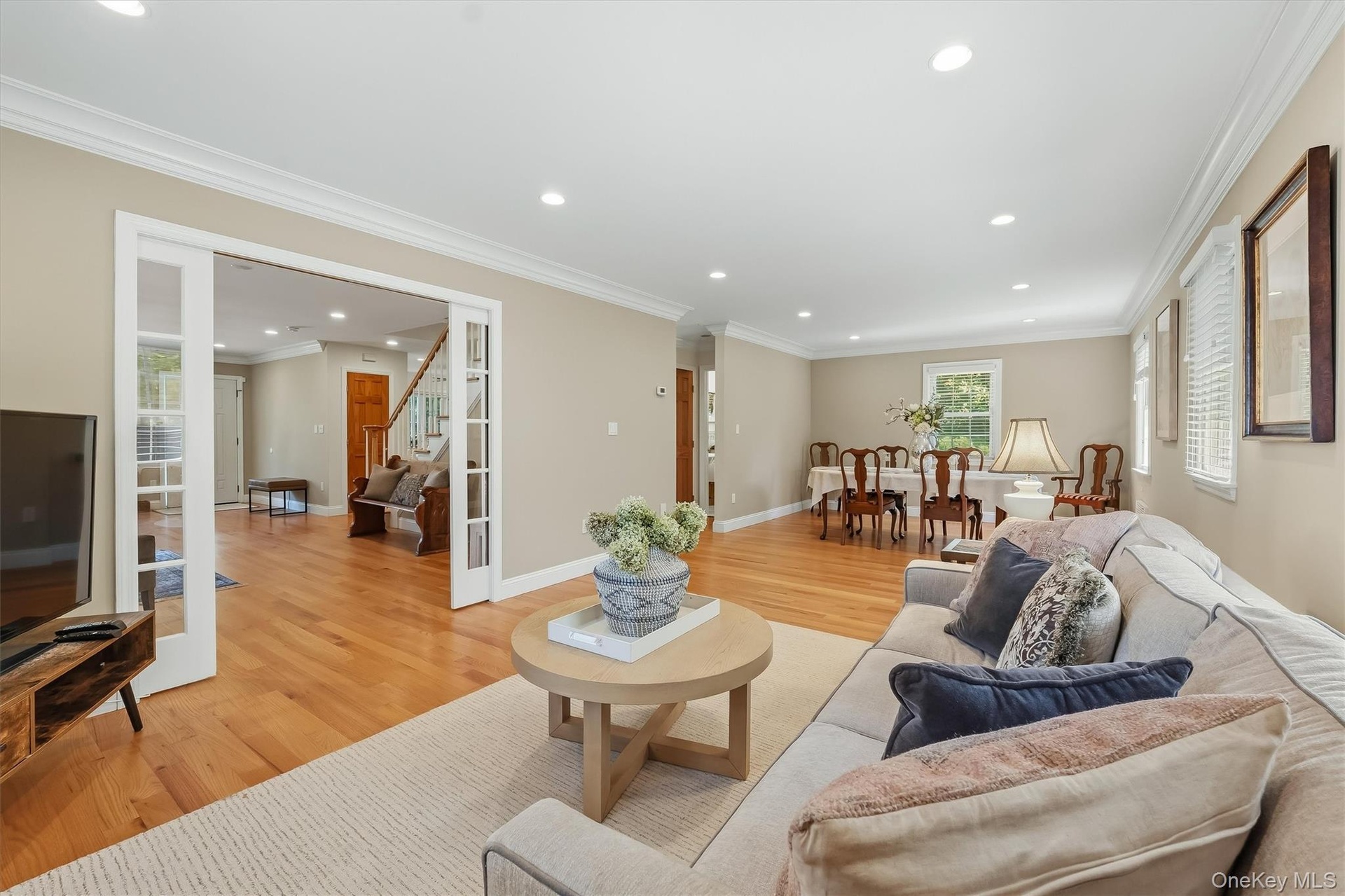 An intimate sitting area with an effortless connection to the dining room.