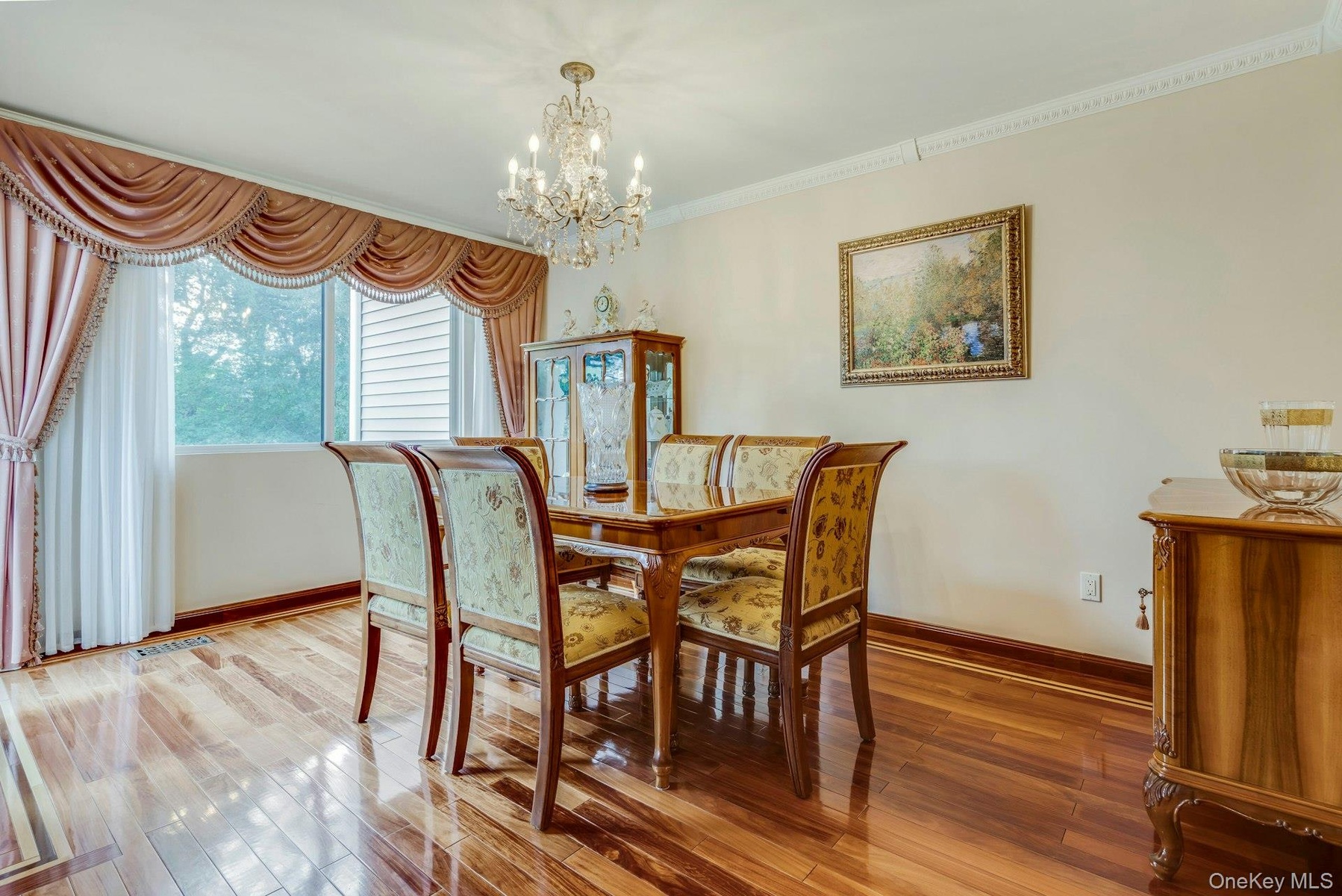 Dining room with doors to trex deck