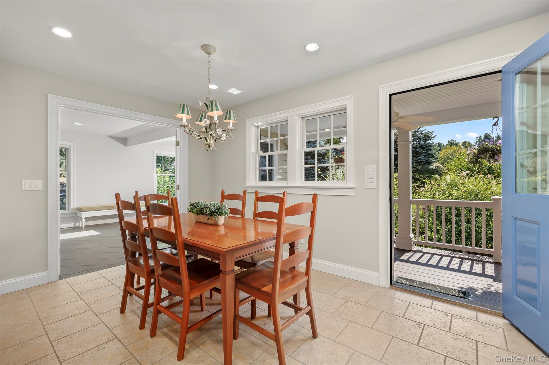 Kitchen Eat-In Area w Radiant Floors and Door to Rear Porch