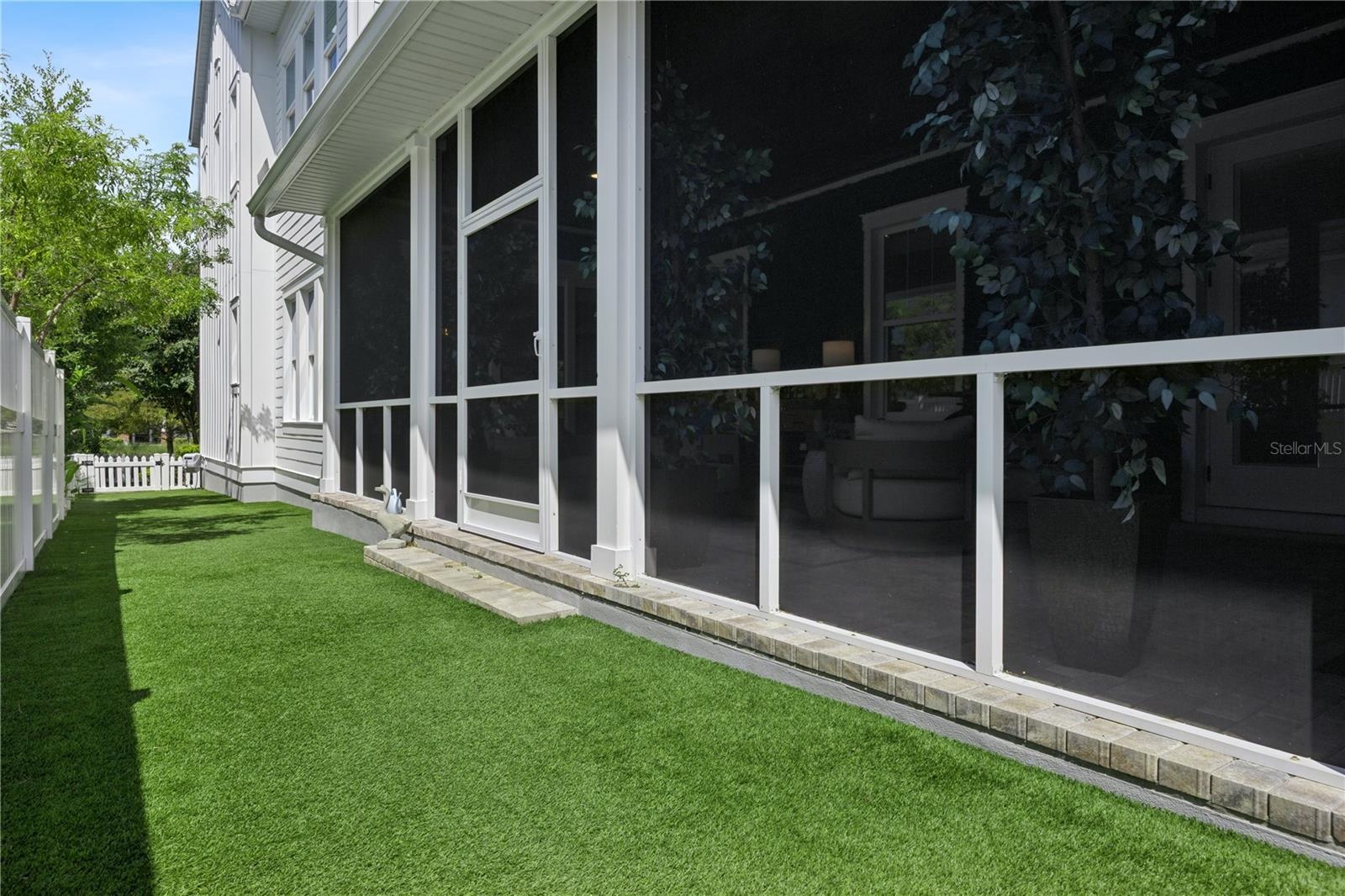 Side yard with turf, so no mowing