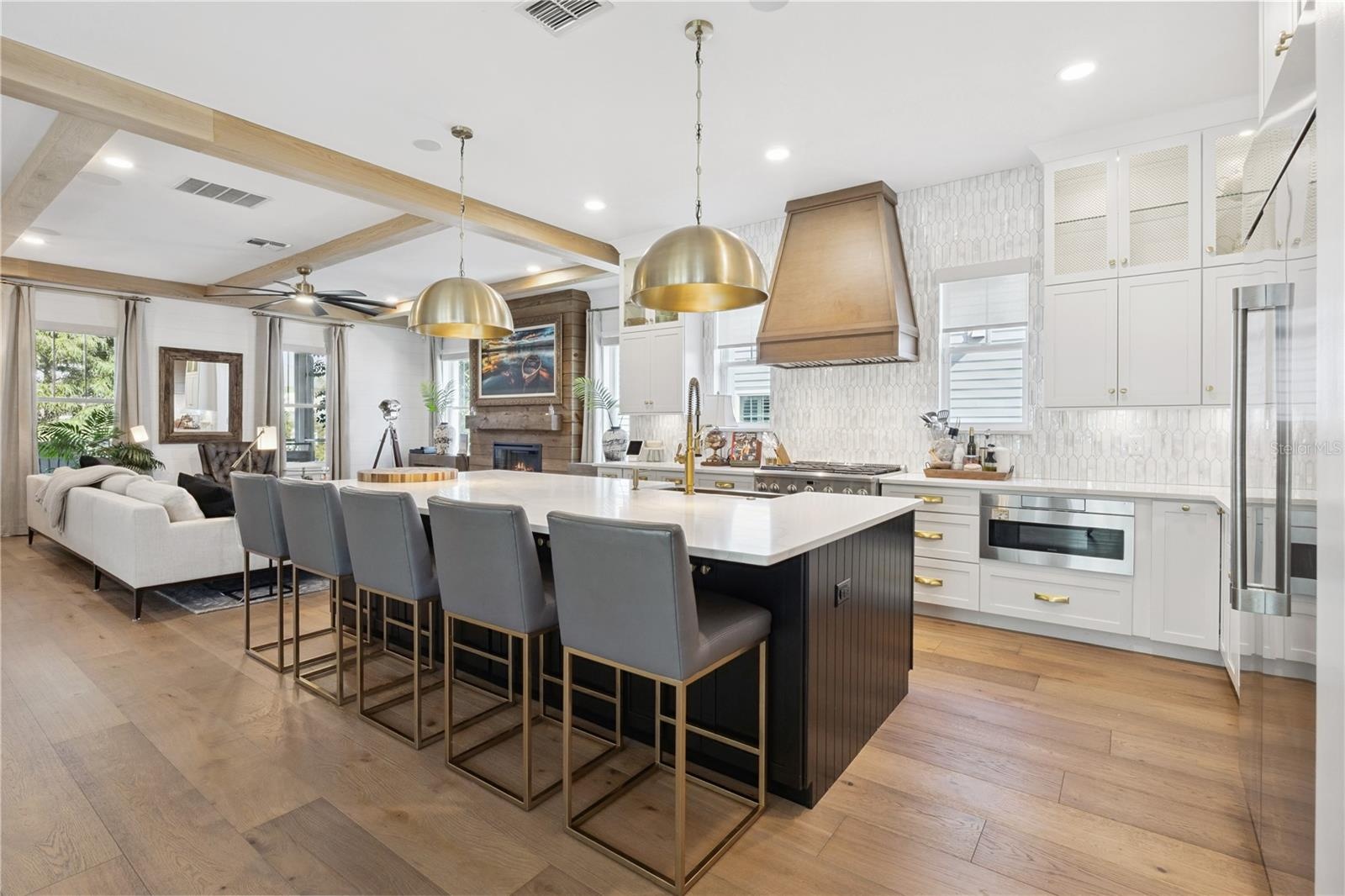 Open concept kitchen, living and dining room