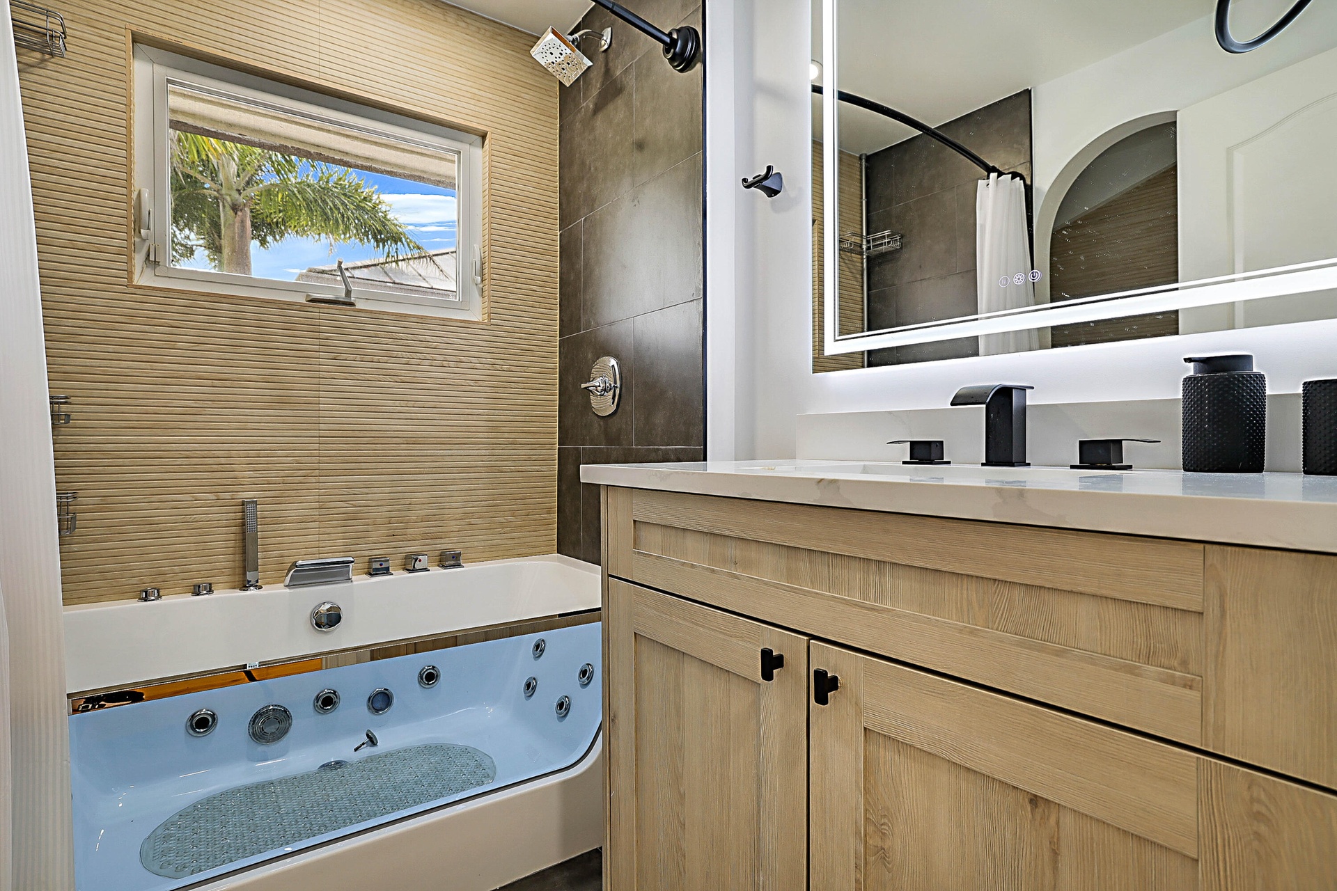 Custom bathroom with jetted tub in Loft