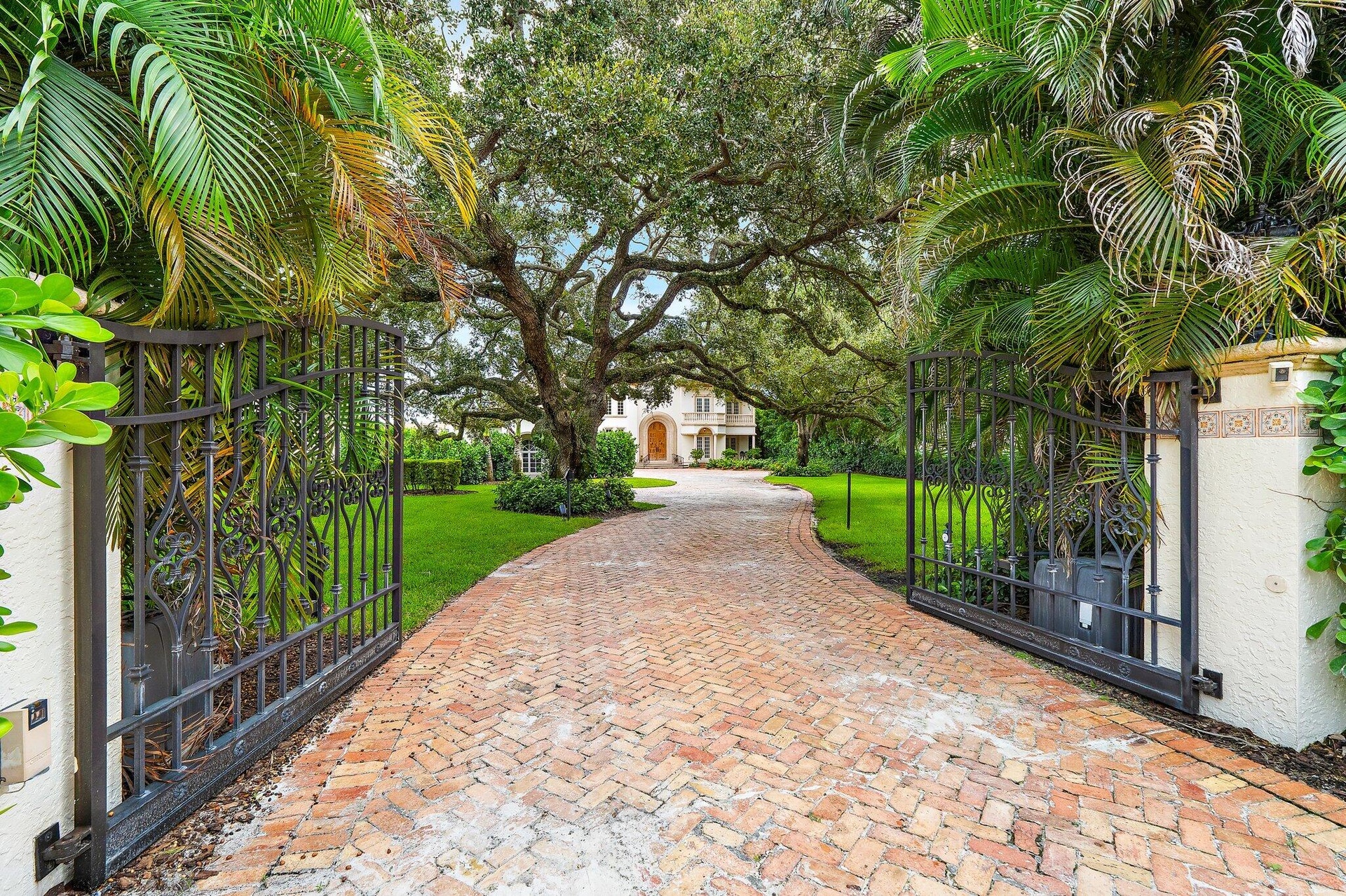 Privacy gates lead to the grand Intracoastal estate