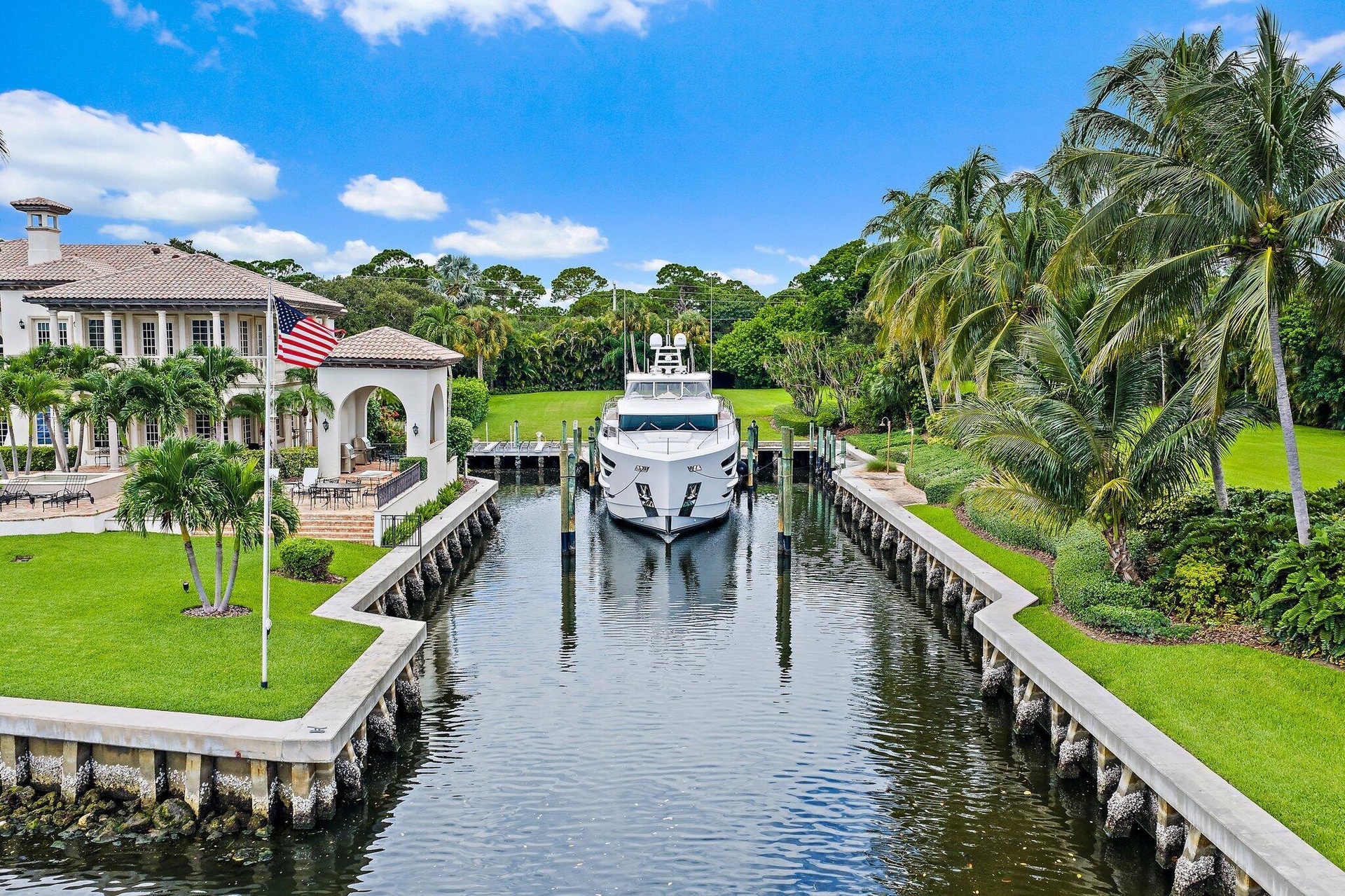 boat is 85', this 'hurricane hole' accommodates + protects mega yacht(s)