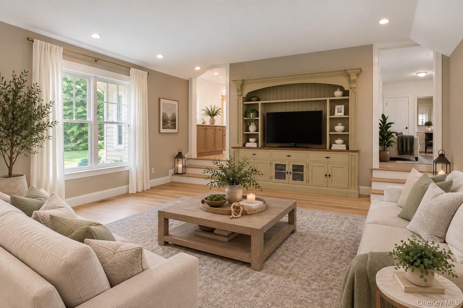 View of this spacious family room, showcasing the abundance of windows, natural light, and inviting layout.