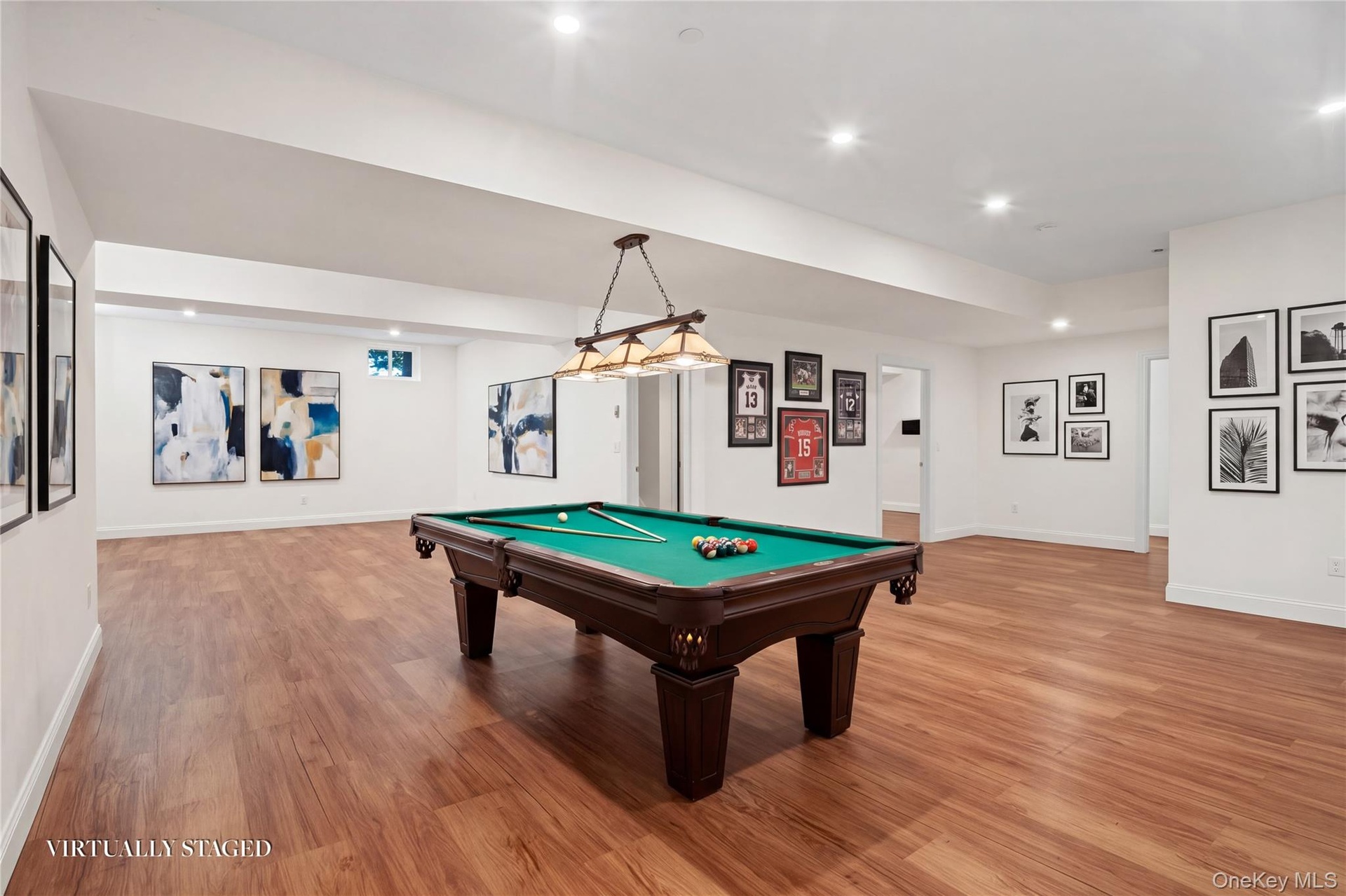 Lower level rec room virtual staging.