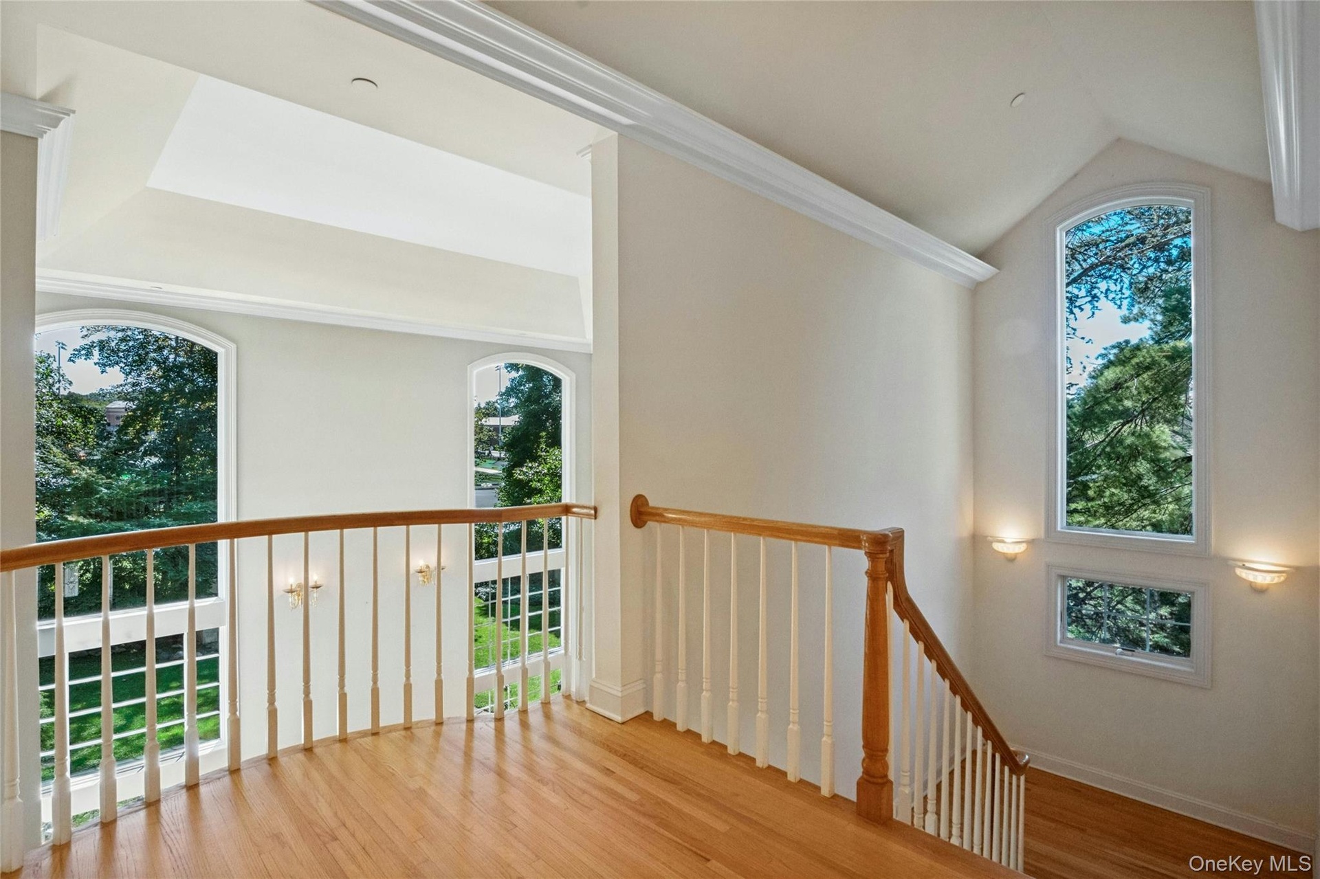 Balcony at the top of the stairs.
