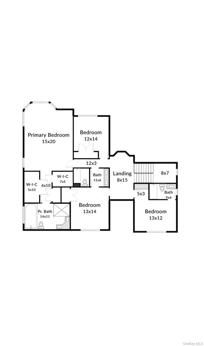 Second floor with 4 bedrooms, and three full baths