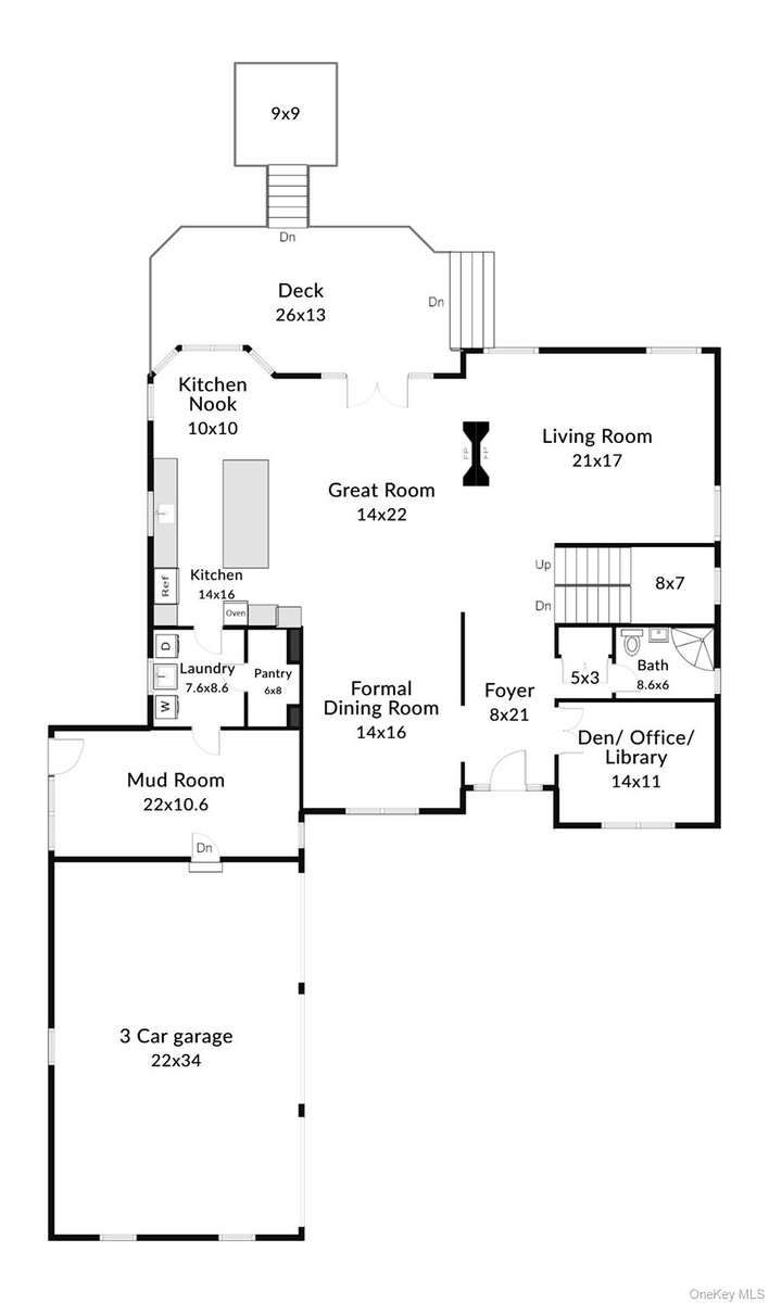 First floor floor plan. 3 car garage, mud room, guest quarters, dual fireplace for great room and living room, first floor laundry, French doos to dec