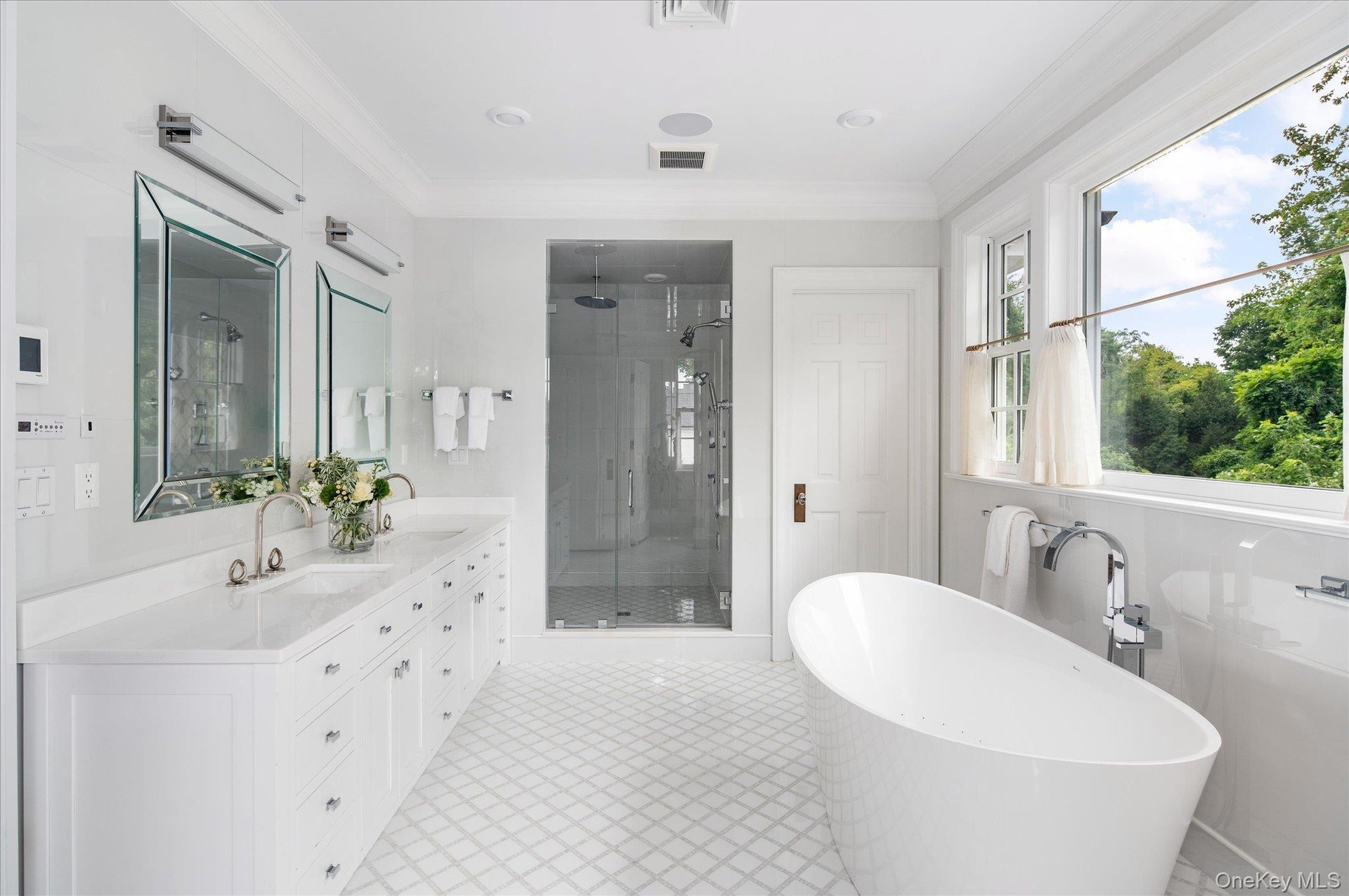 With two separate water closets.