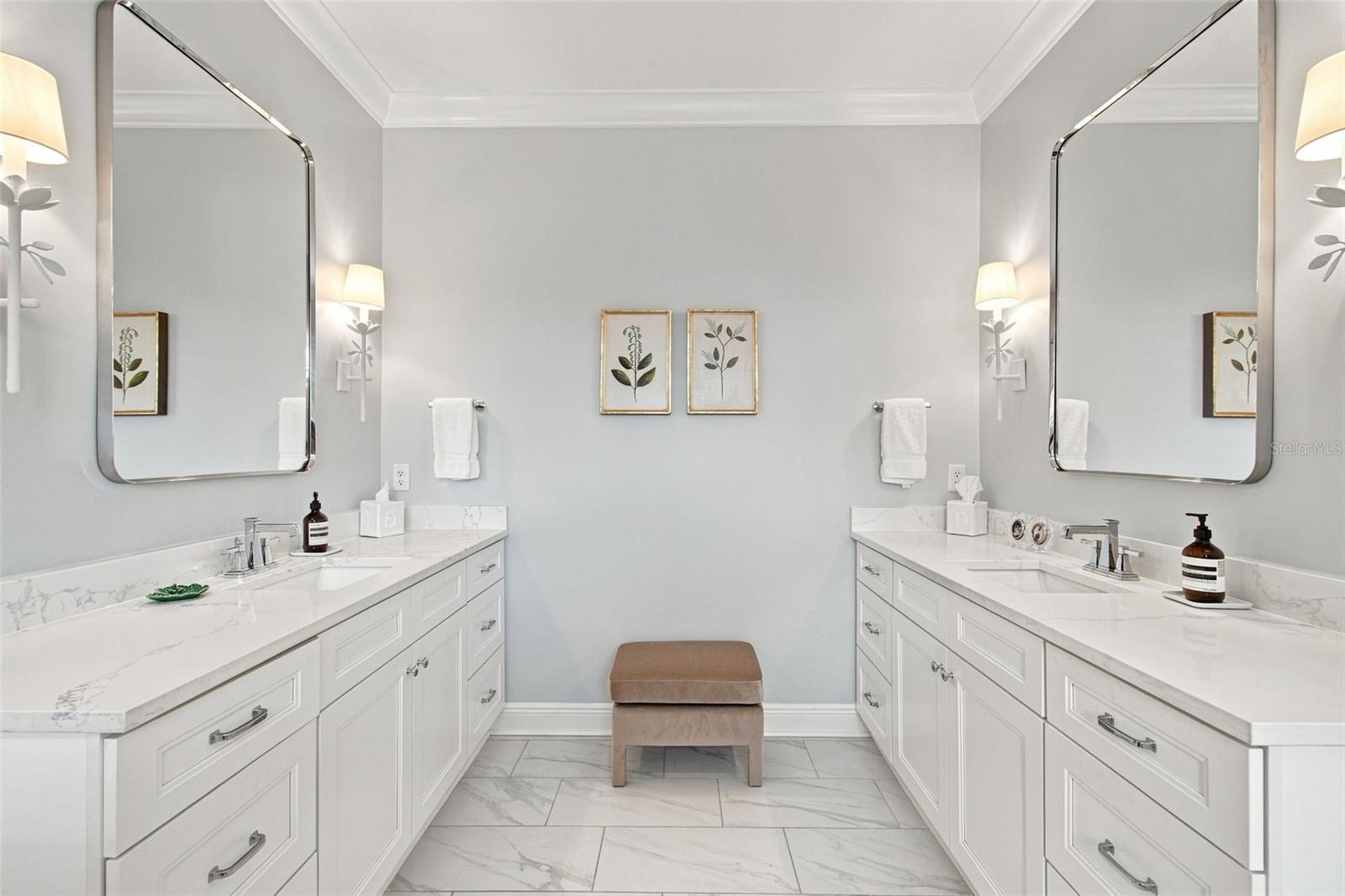 Gorgeous primary bathroom with double vanities