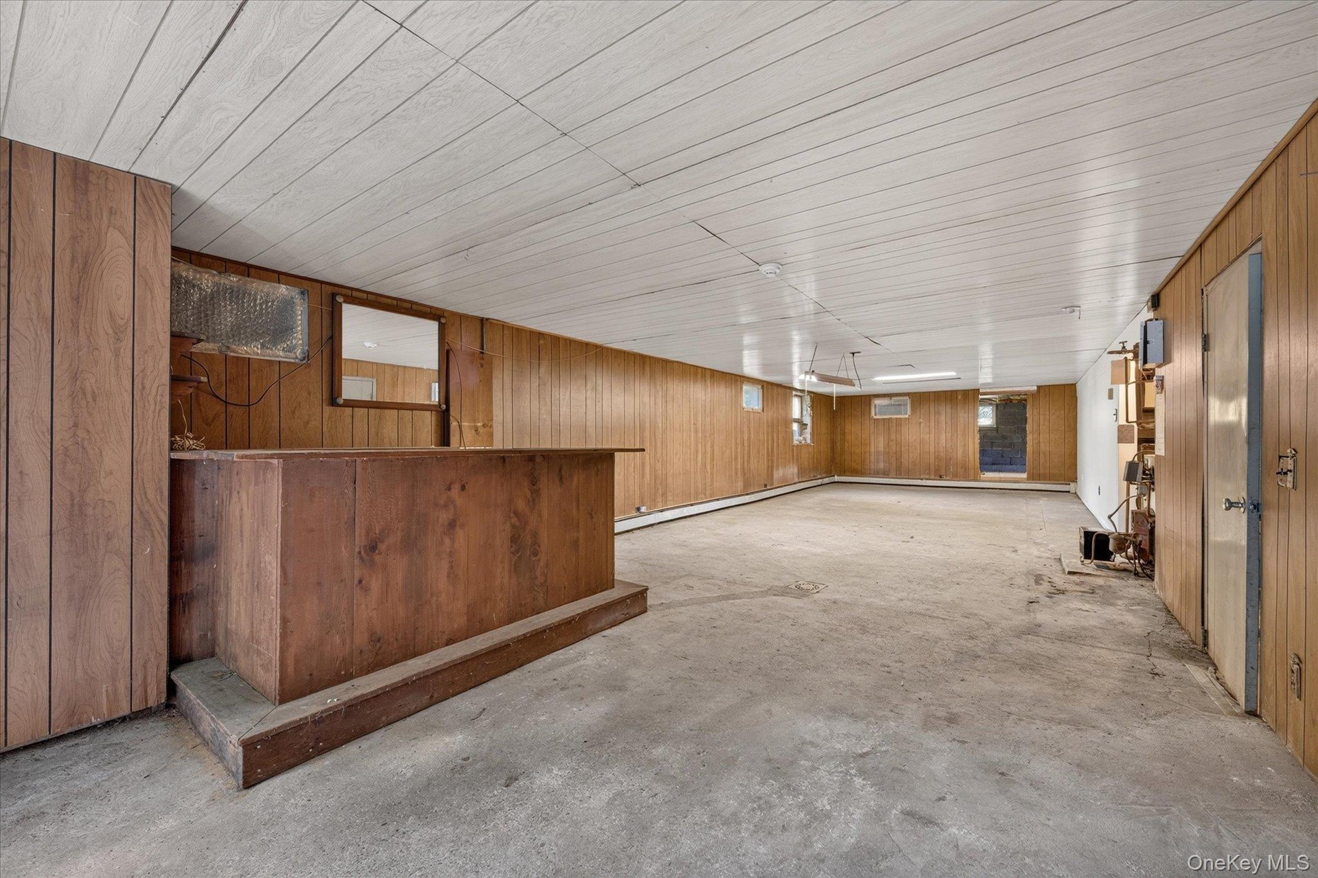 Basement with Hand Made Solid Wood  Bar