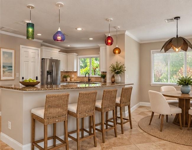 Dining/bar virtually staged