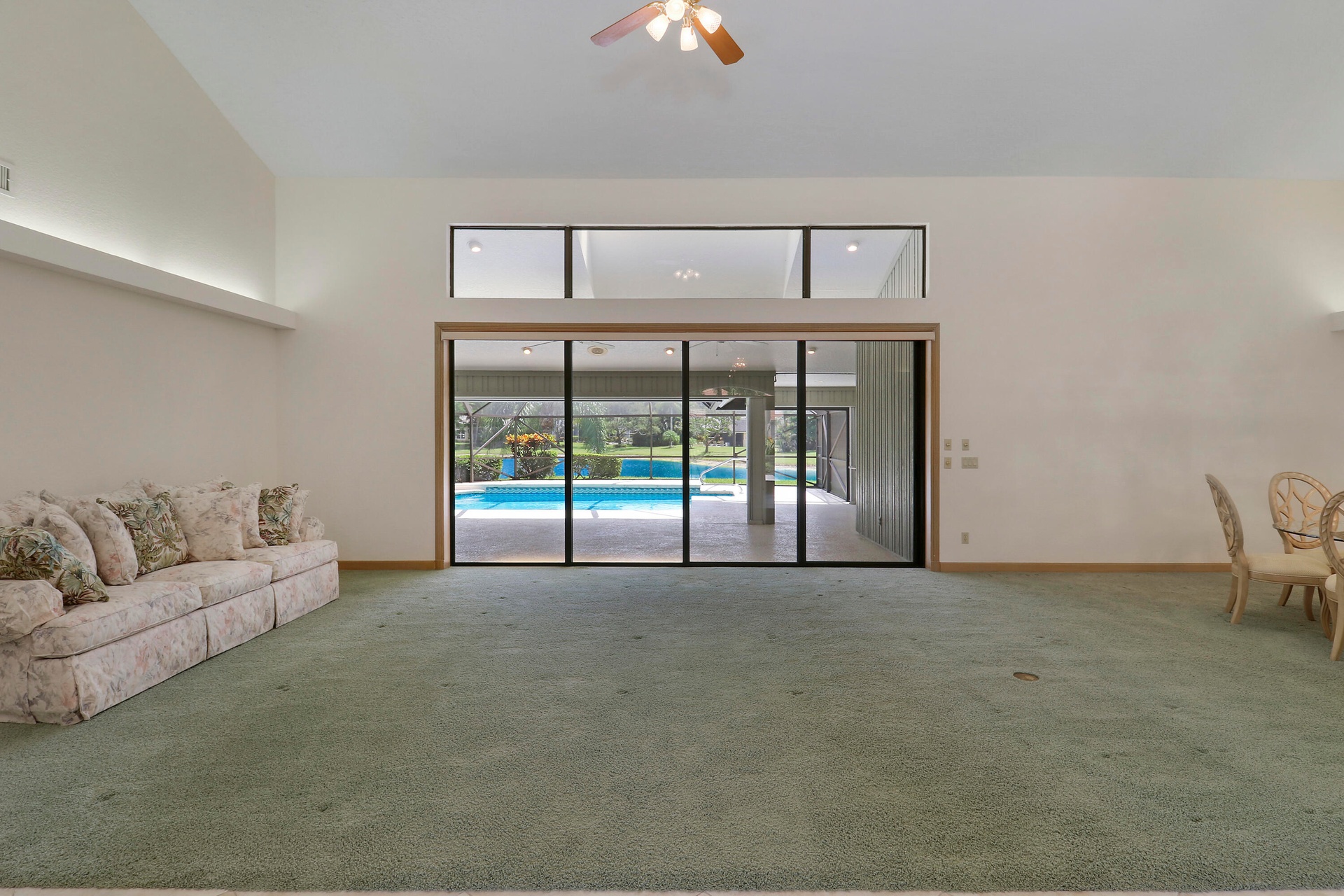 On entry view of pool and lake.