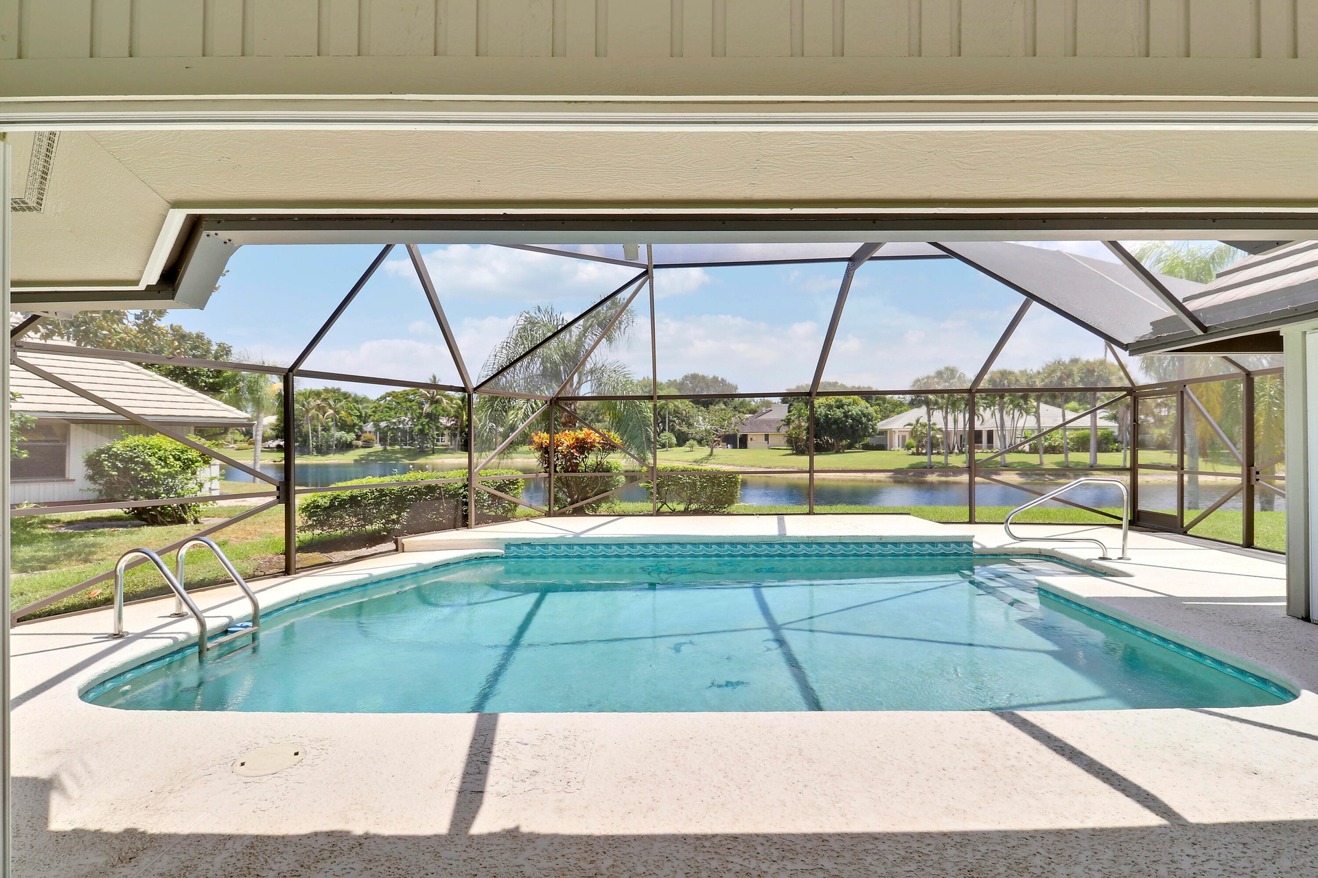 Enjoy the pool while overlooking the lake.