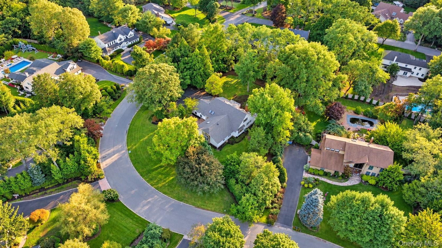 Ariel shot of the beautiful property and neighborhood.