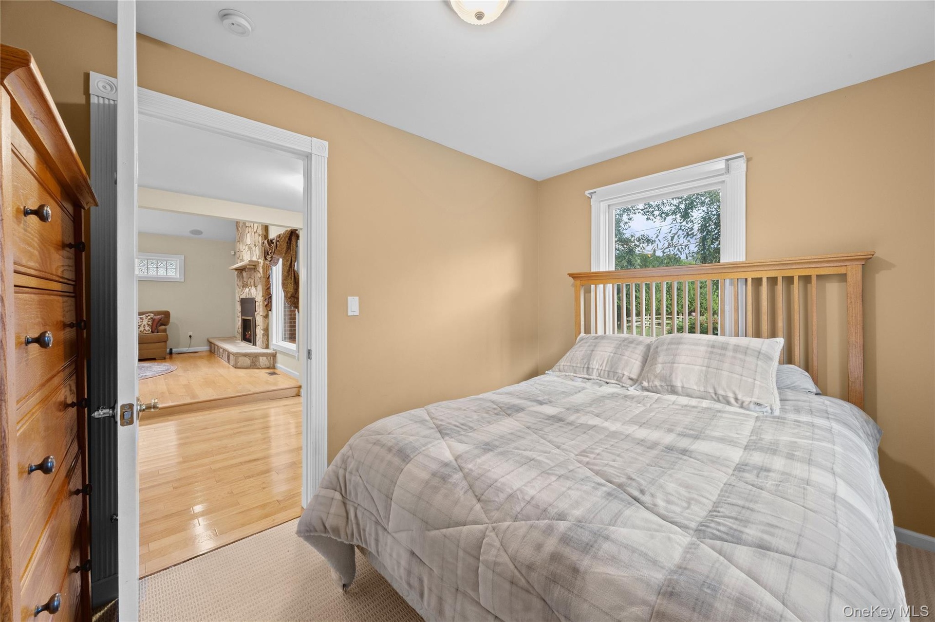 Neutral wall color, carpeted flooring, and white window trim