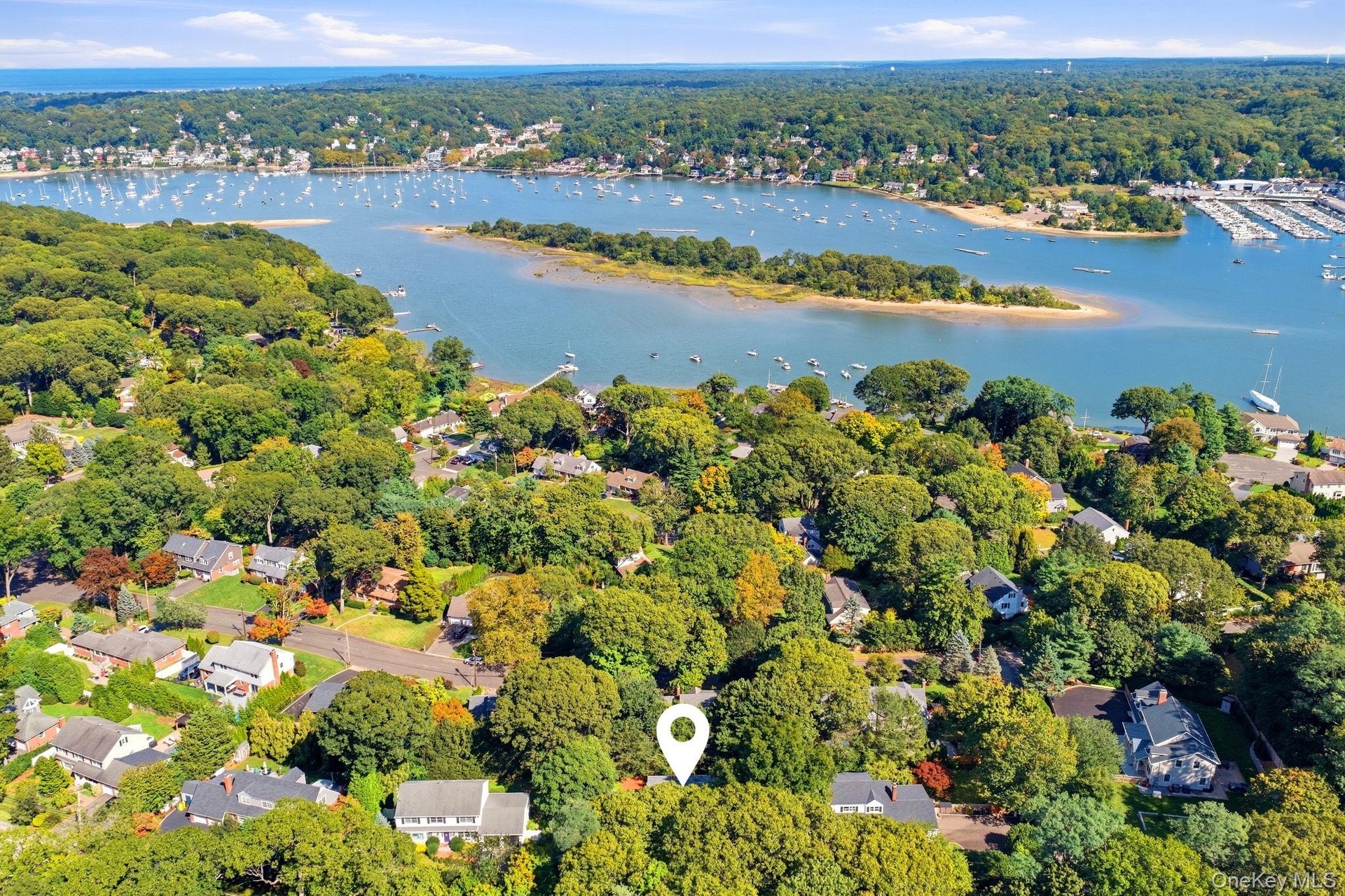 View of House with Northport Harbor in Back