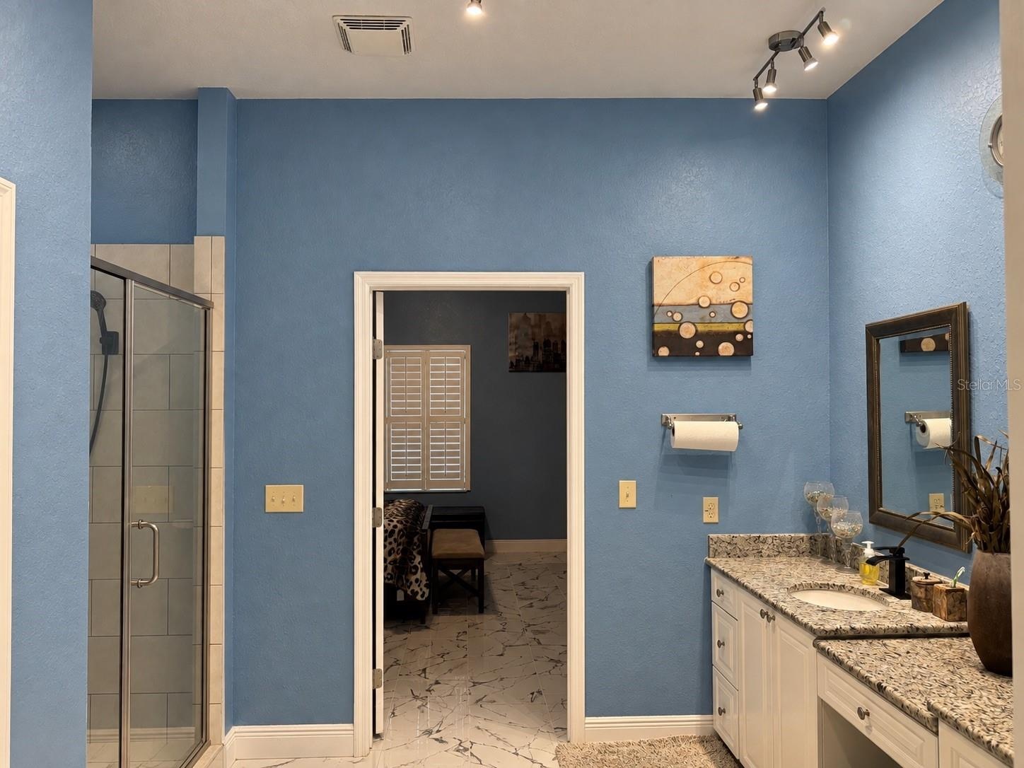 Primary En suite with double vanity and shower