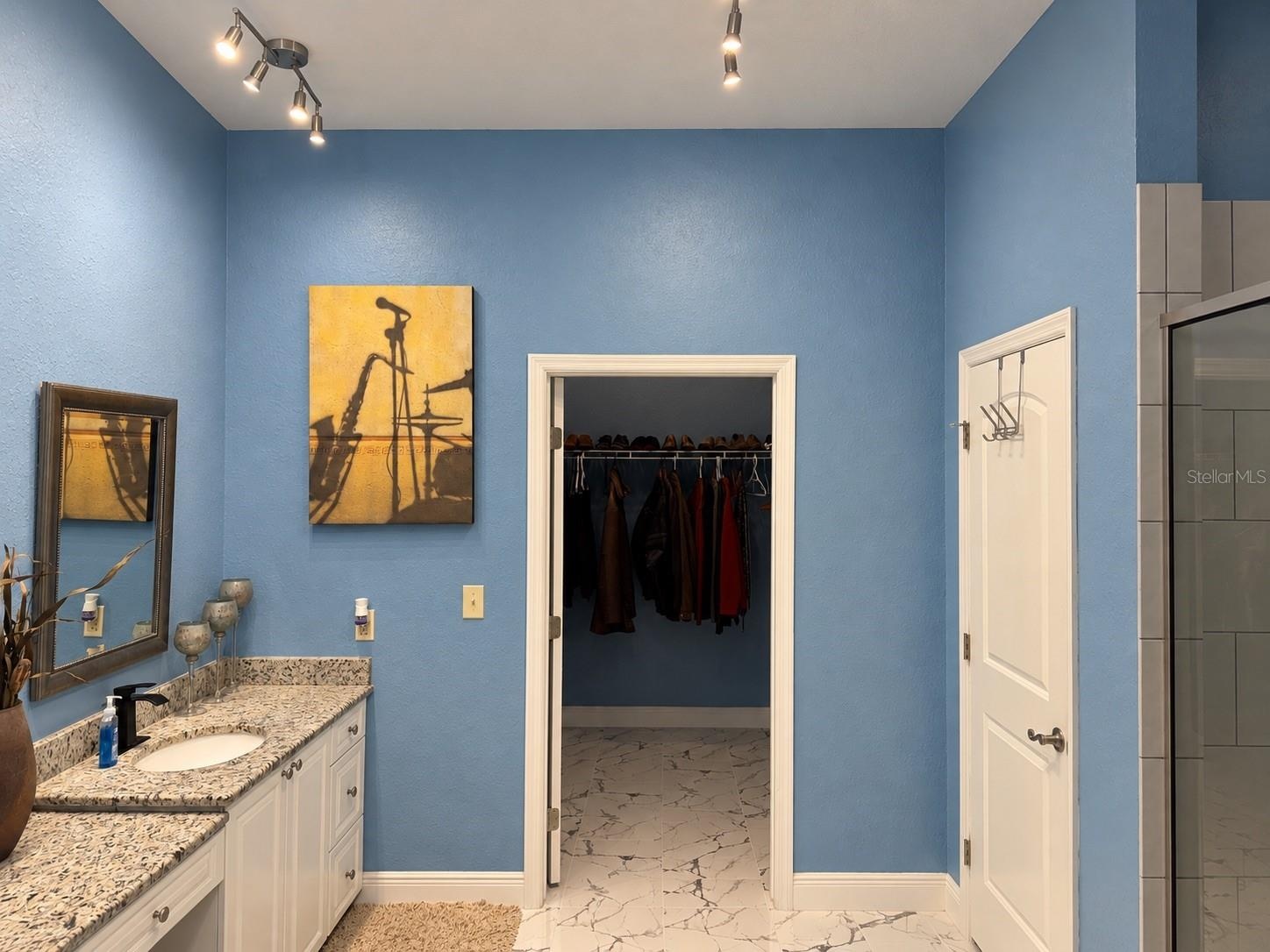 Primary En suite with double vanity and walk in closet