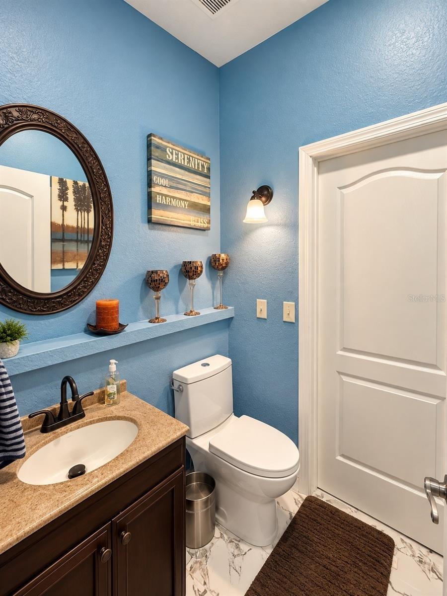 Dual access half bathroom