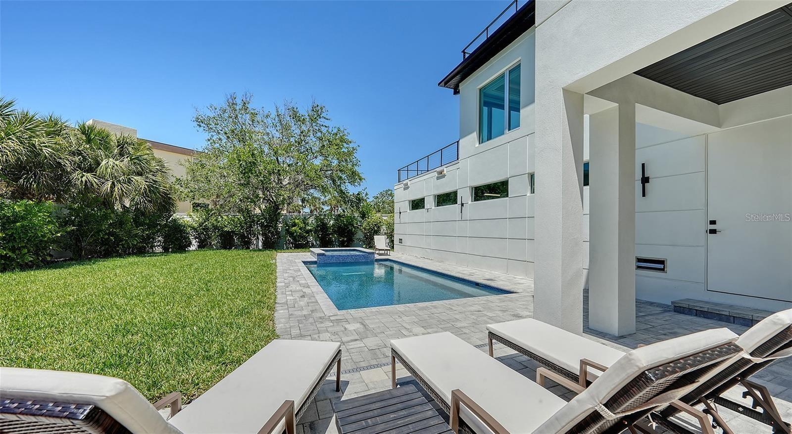 Heated saltwater pool and hot tub spa