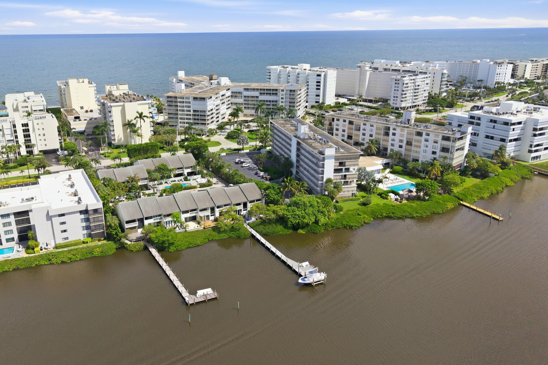 Waterfront multi-story residences with private dock access