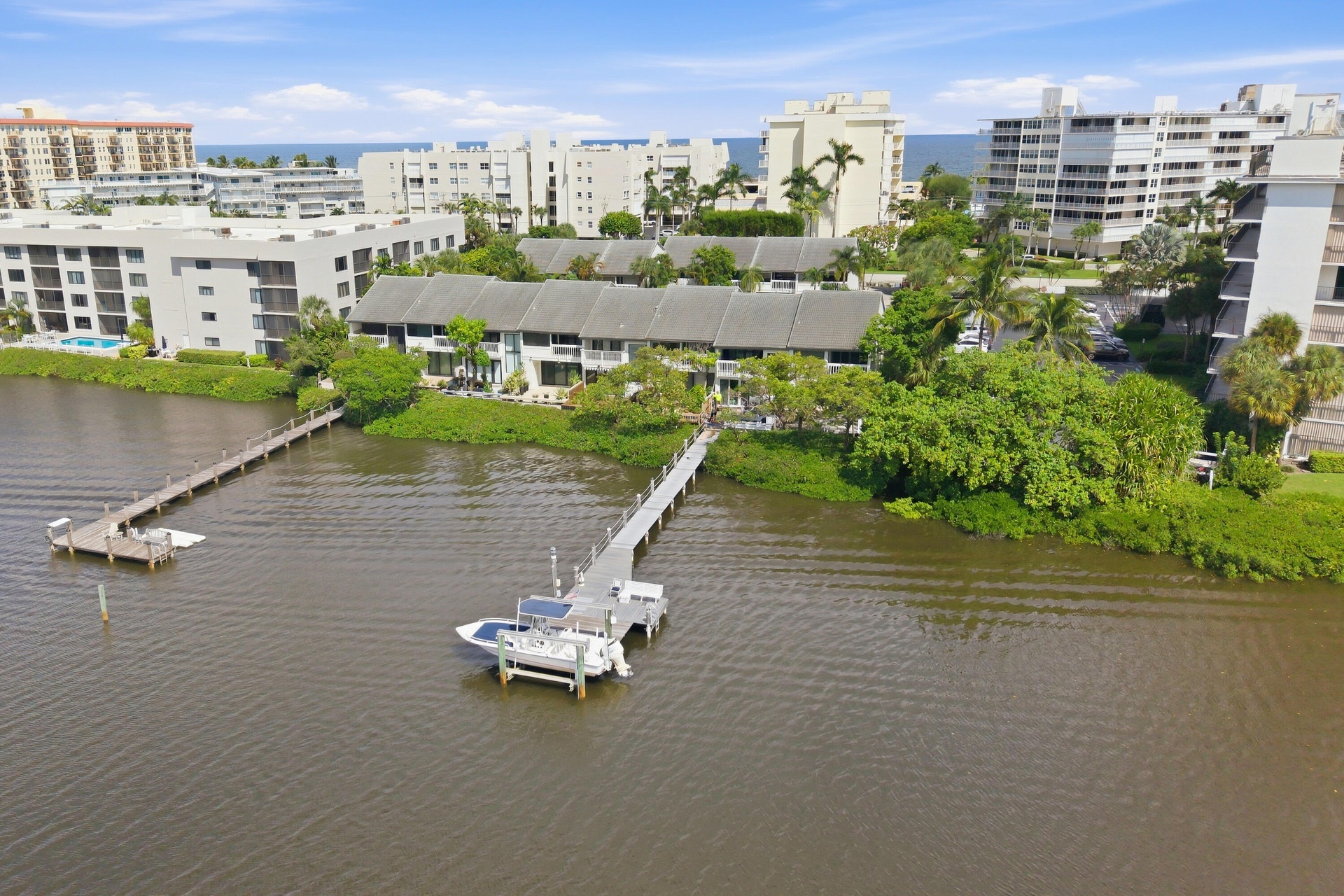 Waterfront property with private boat docks