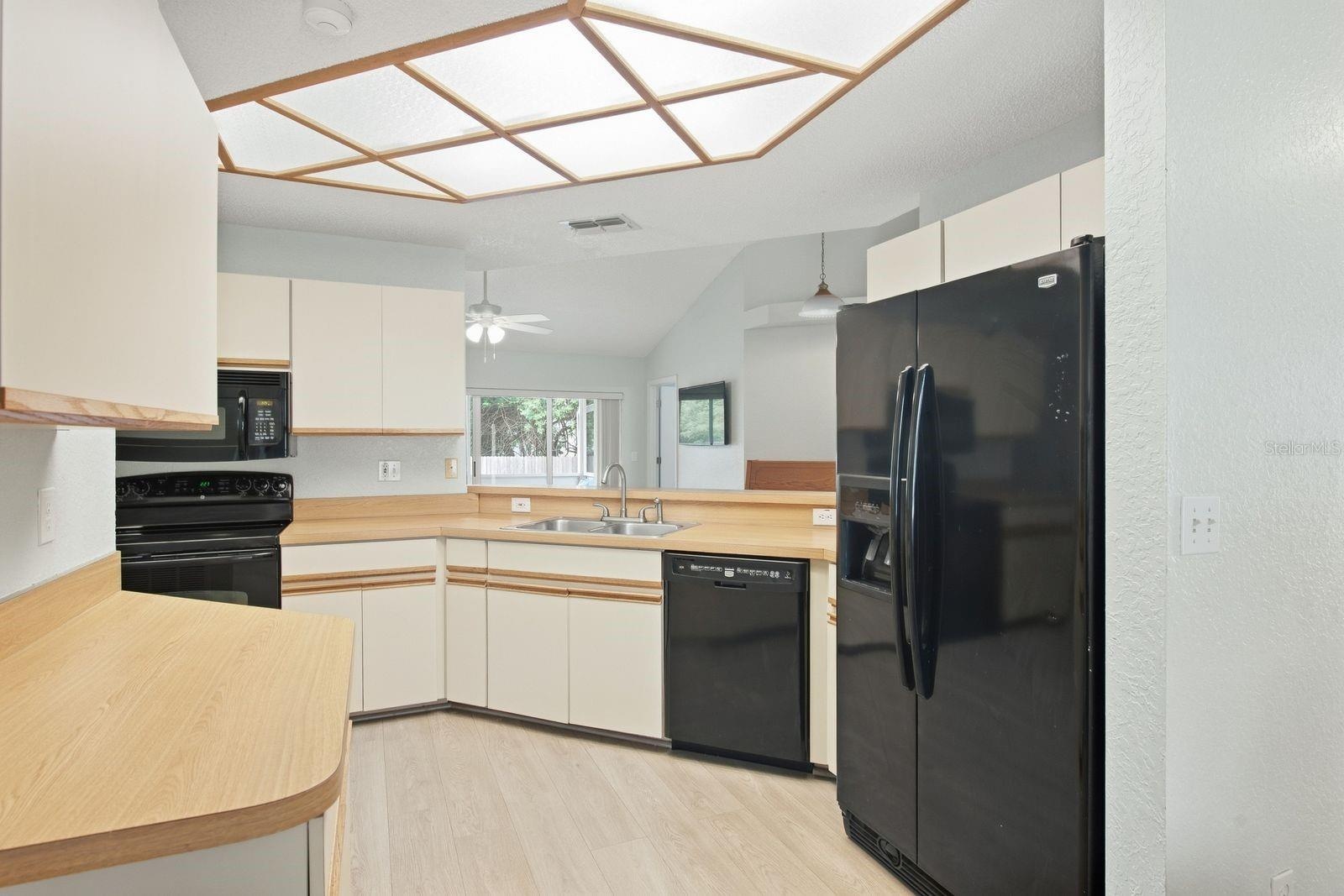 Kitchen storage and workspace for everyday cooking.