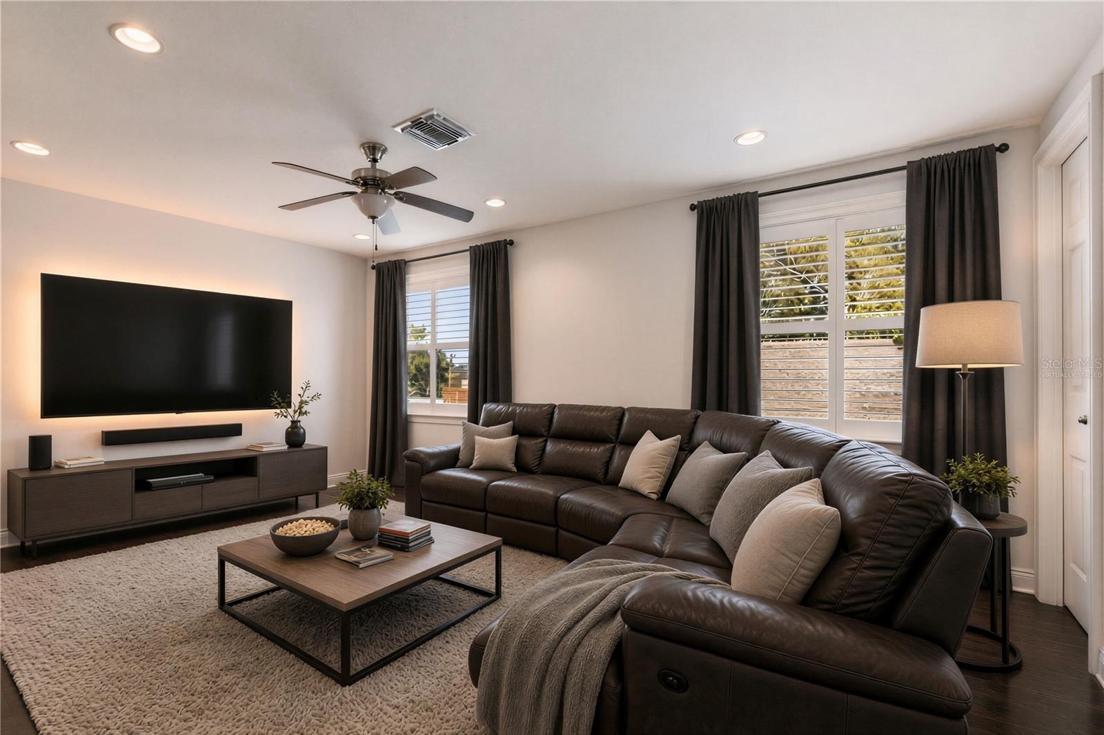Virtually staged bonus illustrating one way to furnish the space.
