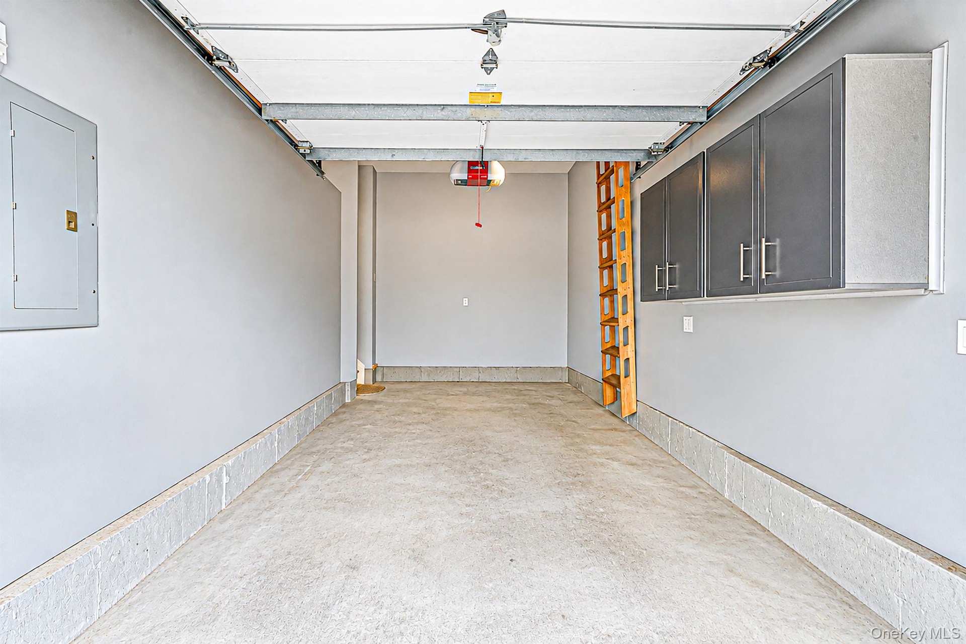 Garage with storage cabinets