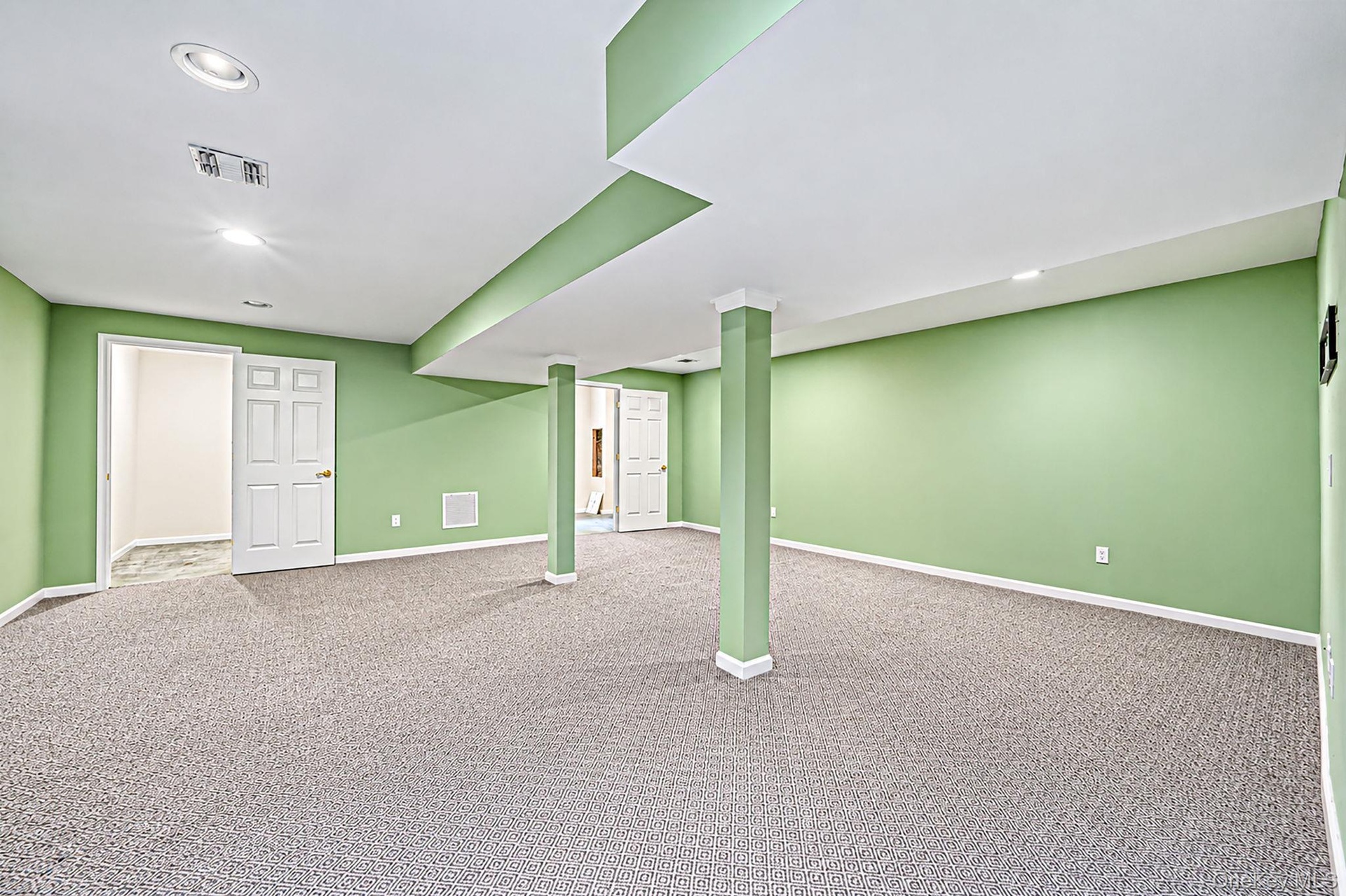 Finished basement, storage closets and utilities