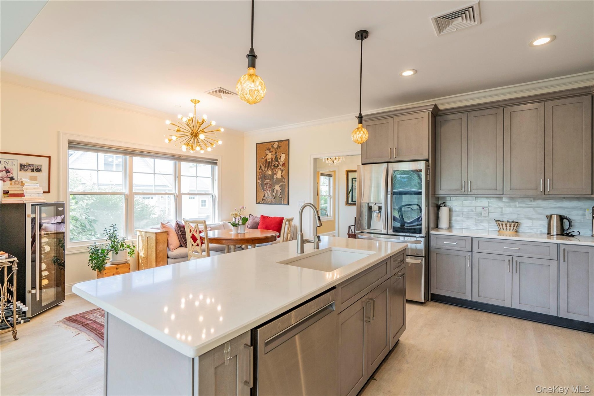 Kitchen Island has Open View to the Dining Area