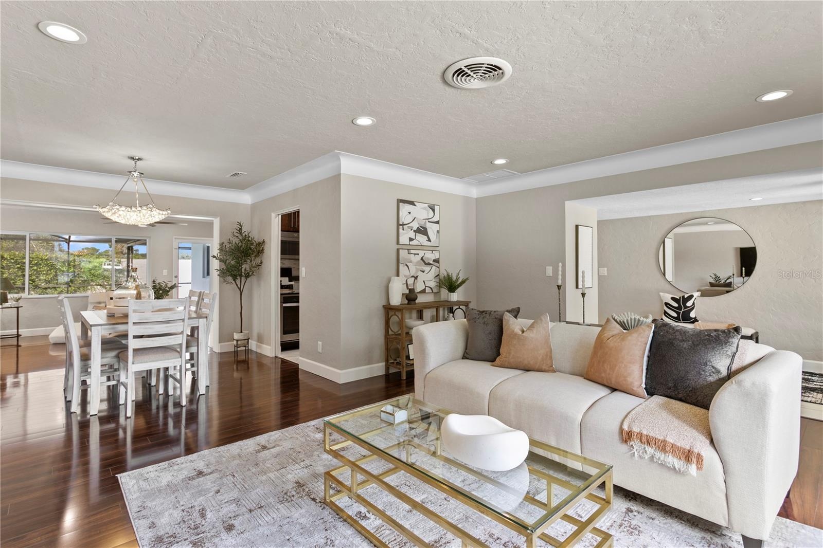 The inviting Living Room is just off the Dining Area