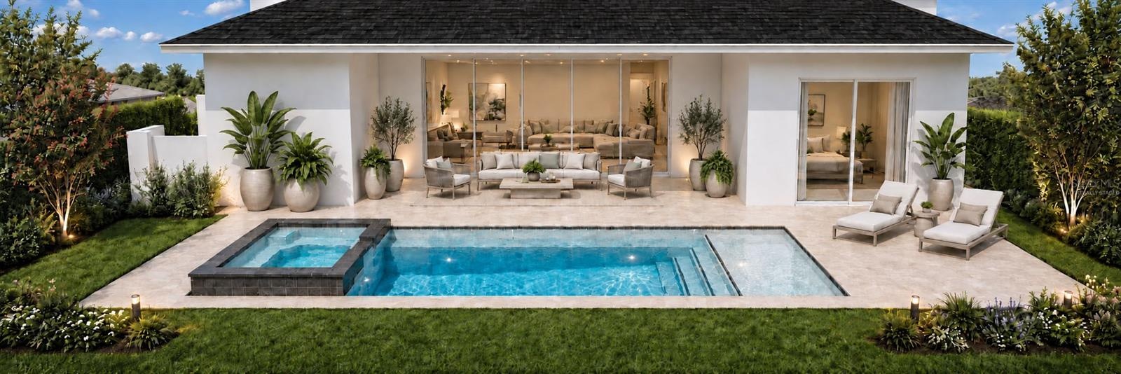 Pool installation projected to be complete in October. Virtually staged.