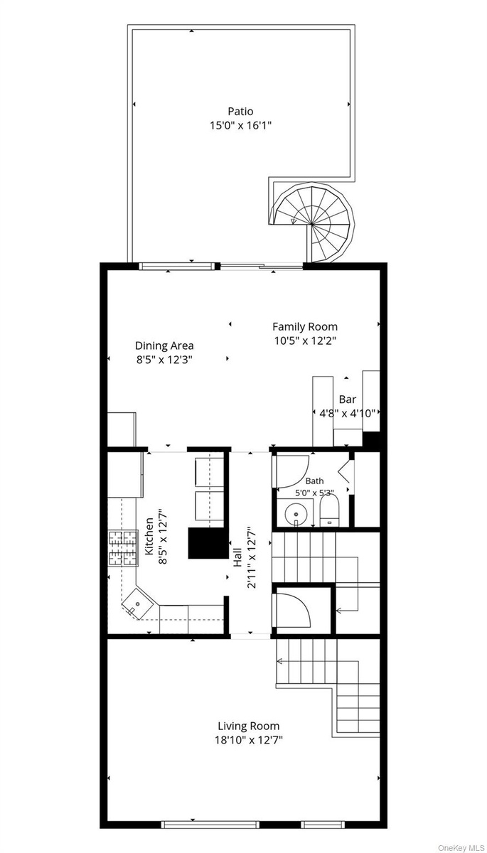 Unit 2 - Main-level floor plan. Room dimensions are approximate.