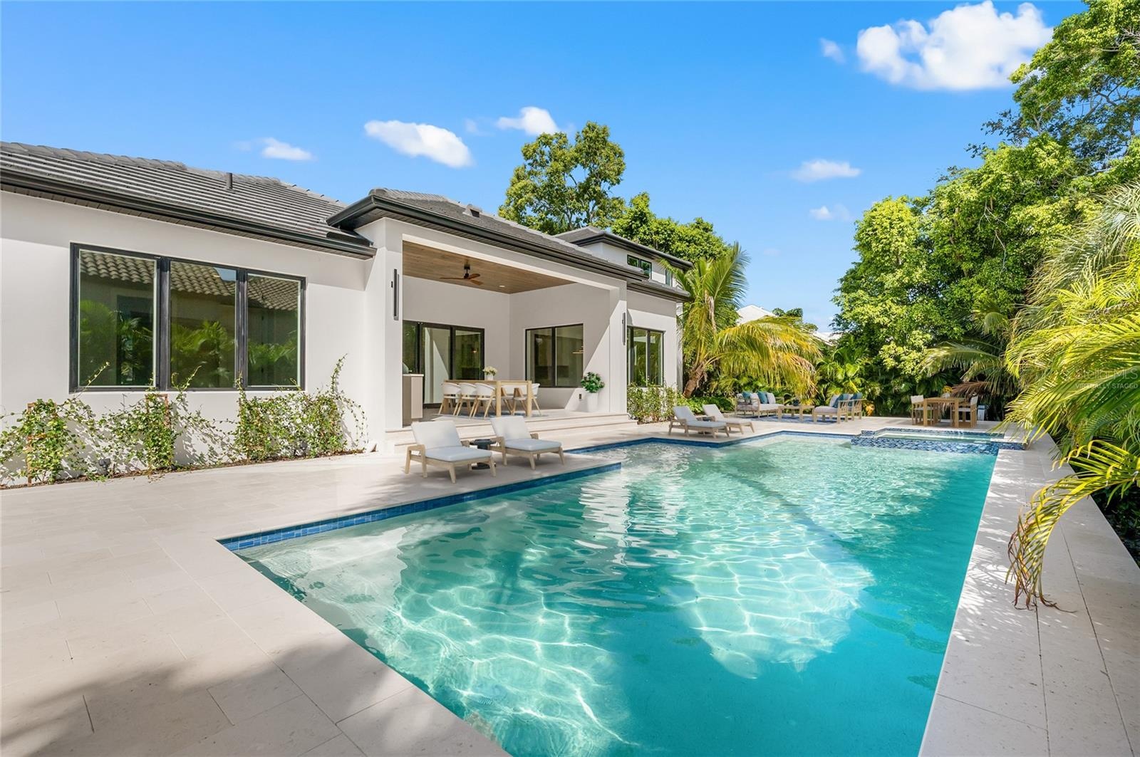Virtually staged heated saltwater pool