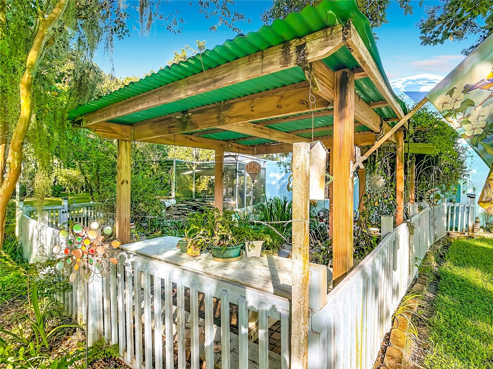 Covered porch swing.
