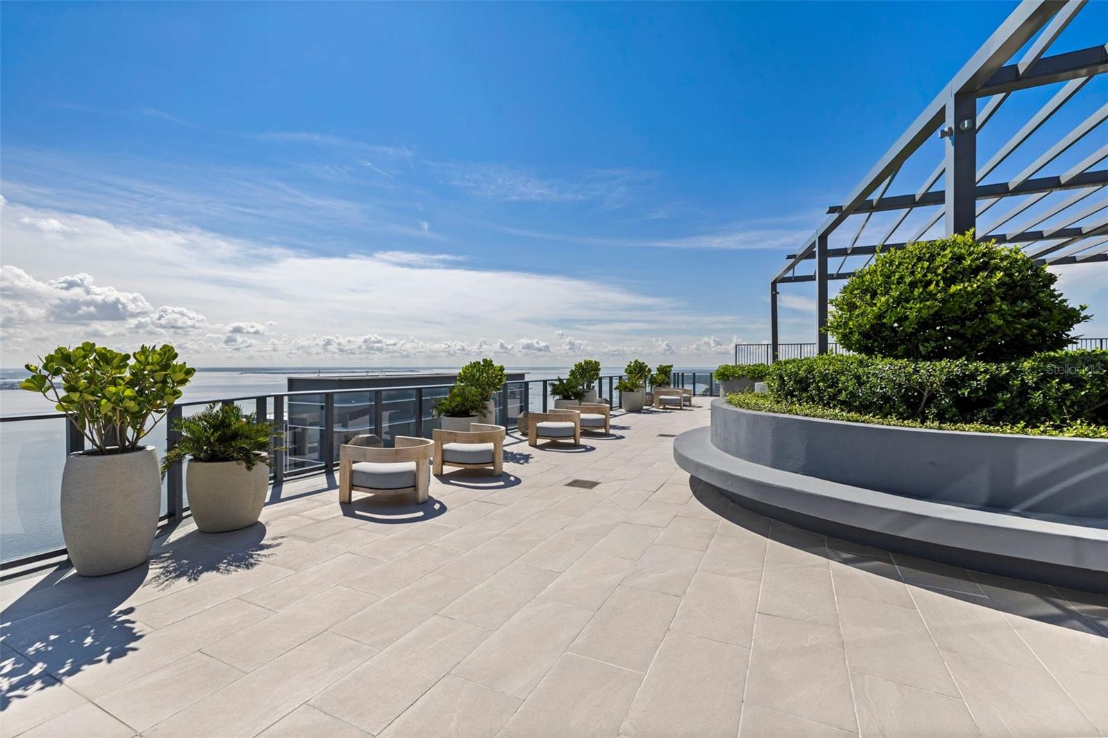 Generous rooftop seating invites residents to slow down and take in the view.